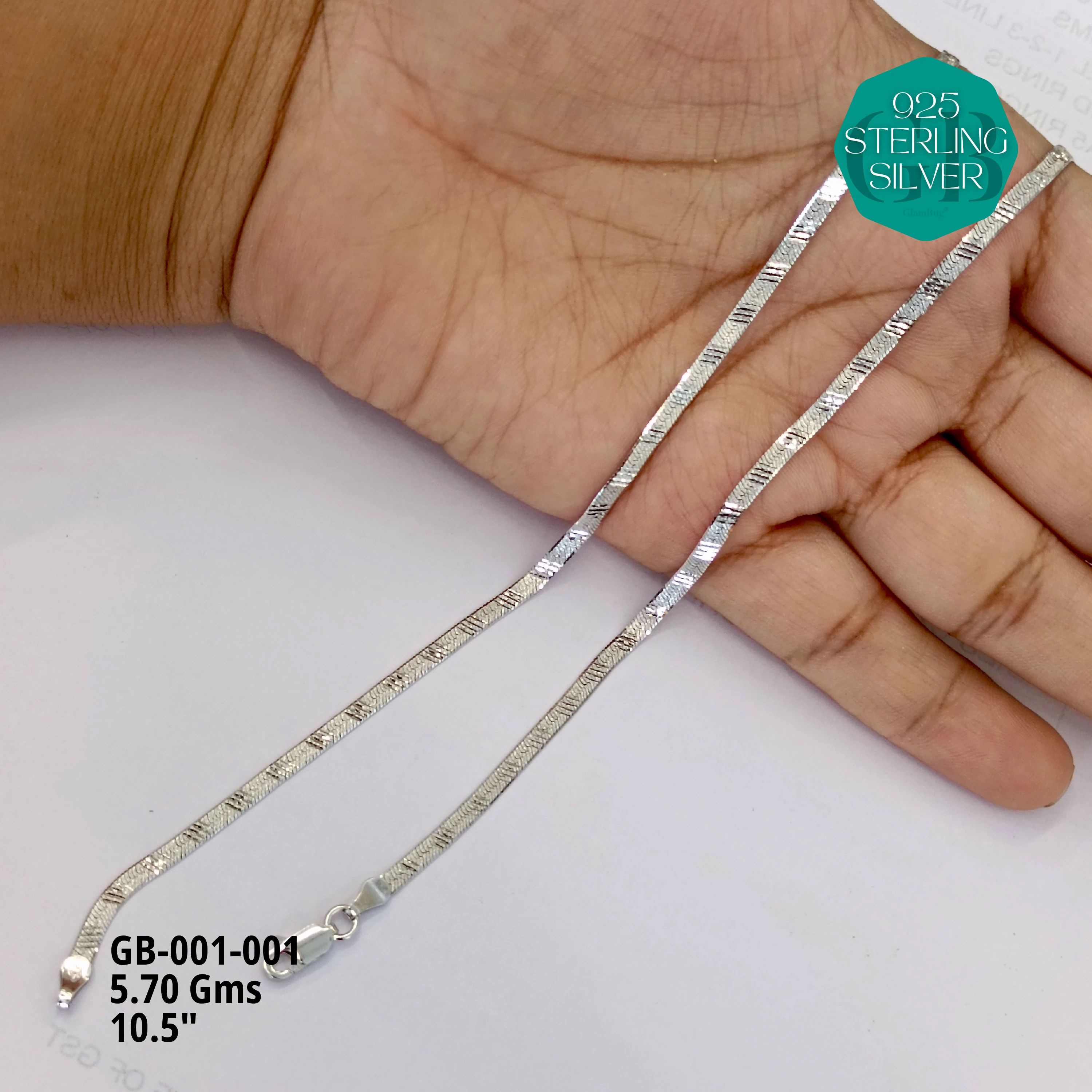 ITALY FLAT ANKLET - Premium 925 Silver Jewellery - SKU: GB-001-001 - Hyderabad Silver Importers