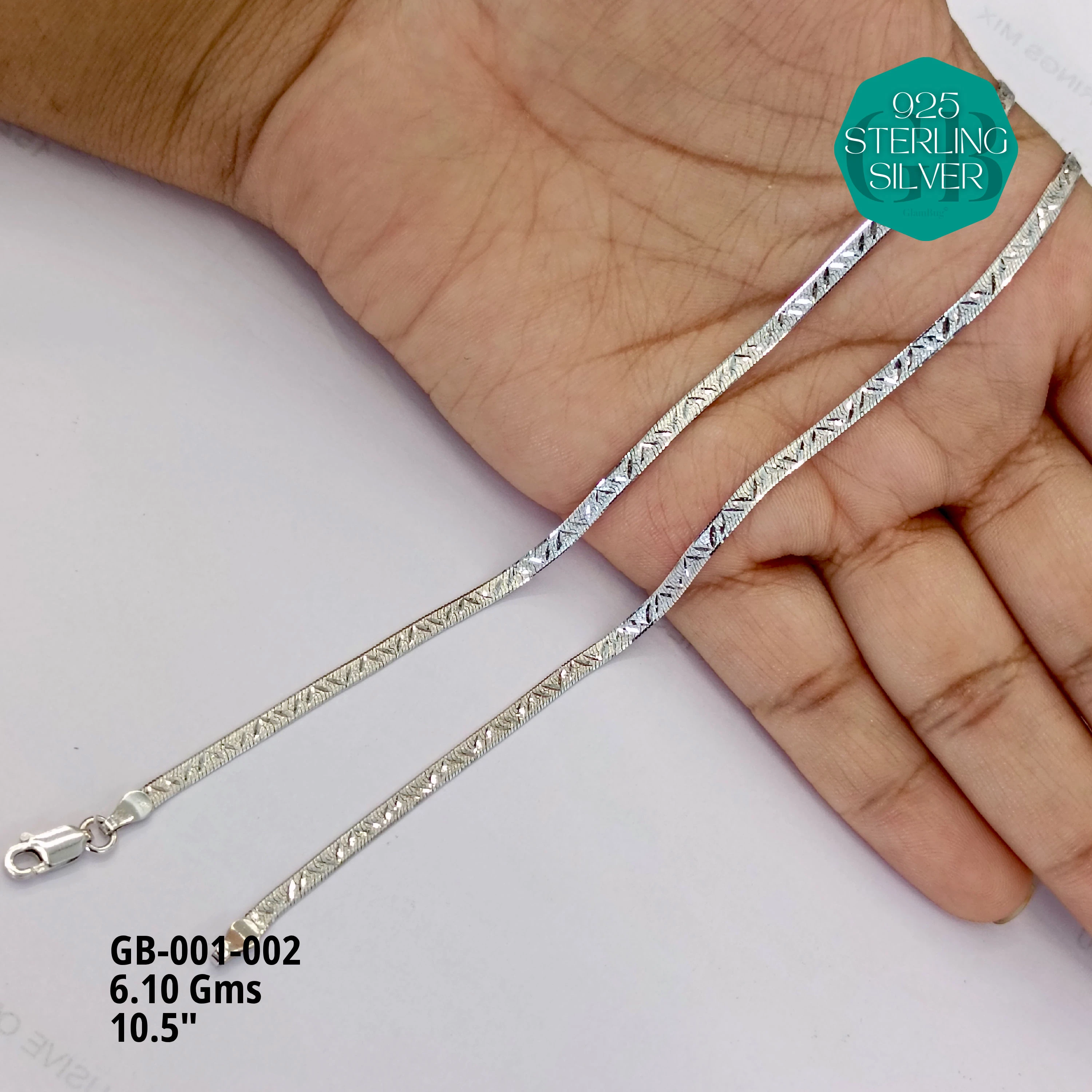 ITALY FLAT ANKLET - Premium 925 Silver Jewellery - SKU: GB-001-002 - Hyderabad Silver Importers