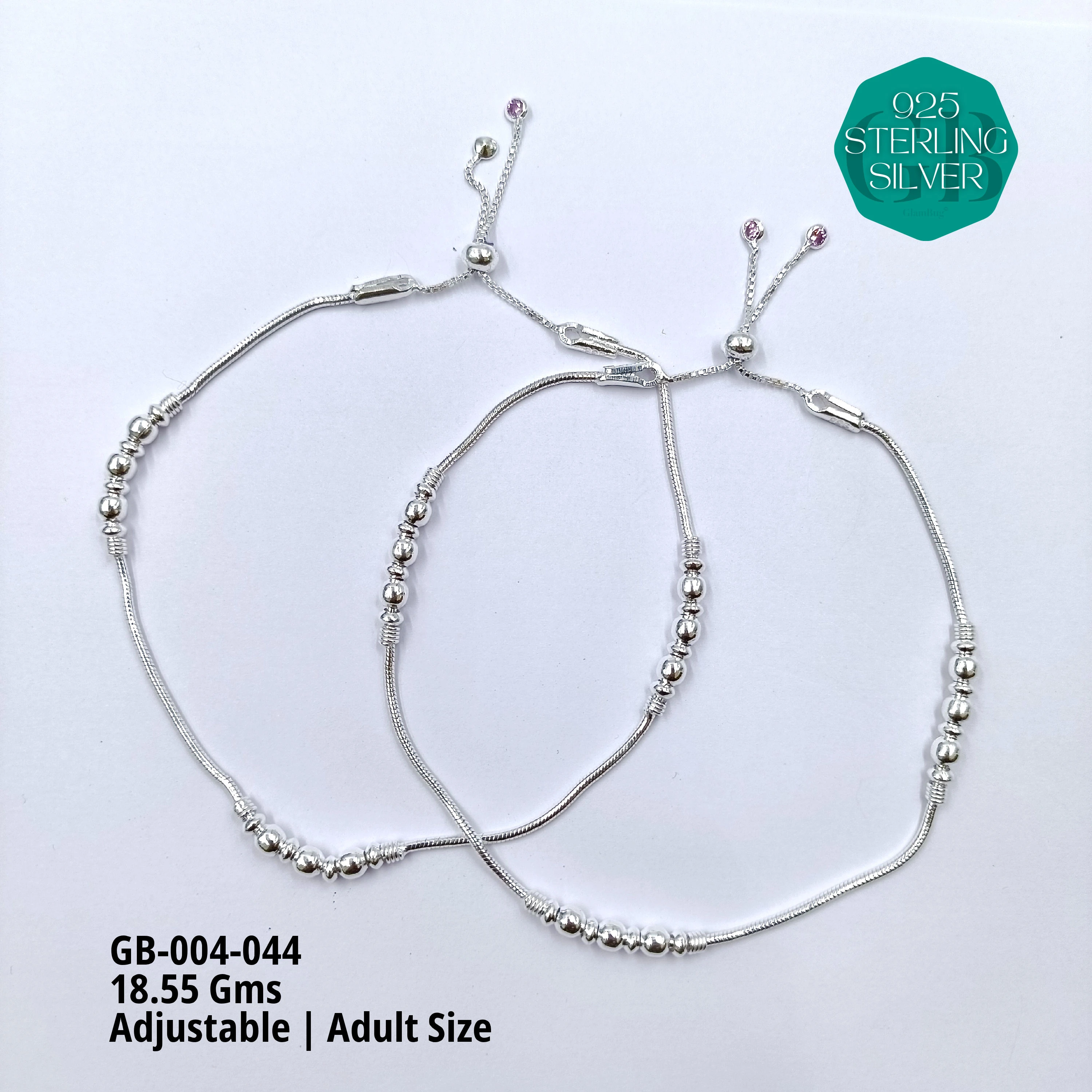 HP LIGHT WEIGHT FANCY ANKLET - Premium 925 Silver Jewellery - SKU: GB-004-044 - Hyderabad Silver Importers