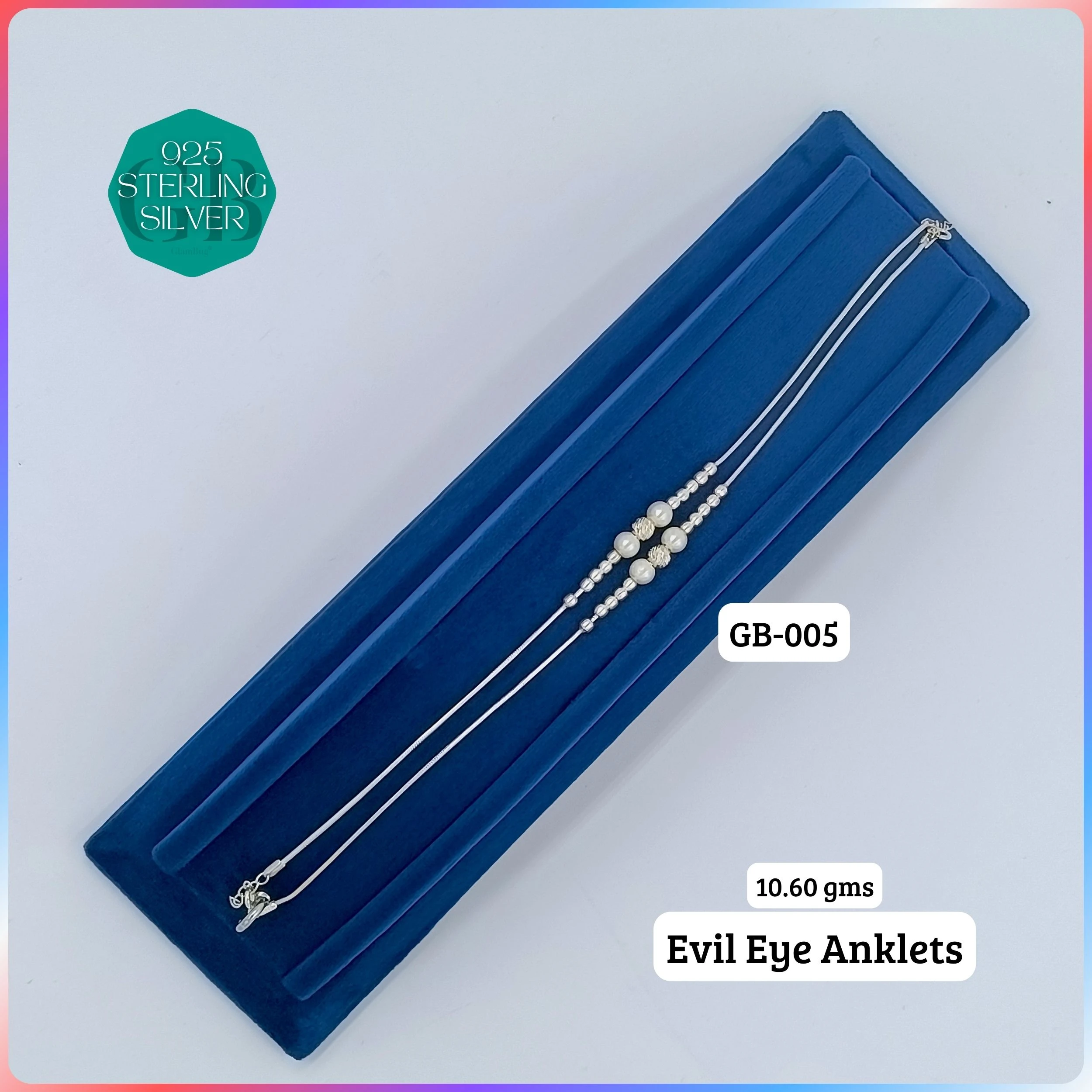 HP EVIL EYE ANKLET - Premium 925 Silver Jewellery - SKU: GB-005-003 - Hyderabad Silver Importers