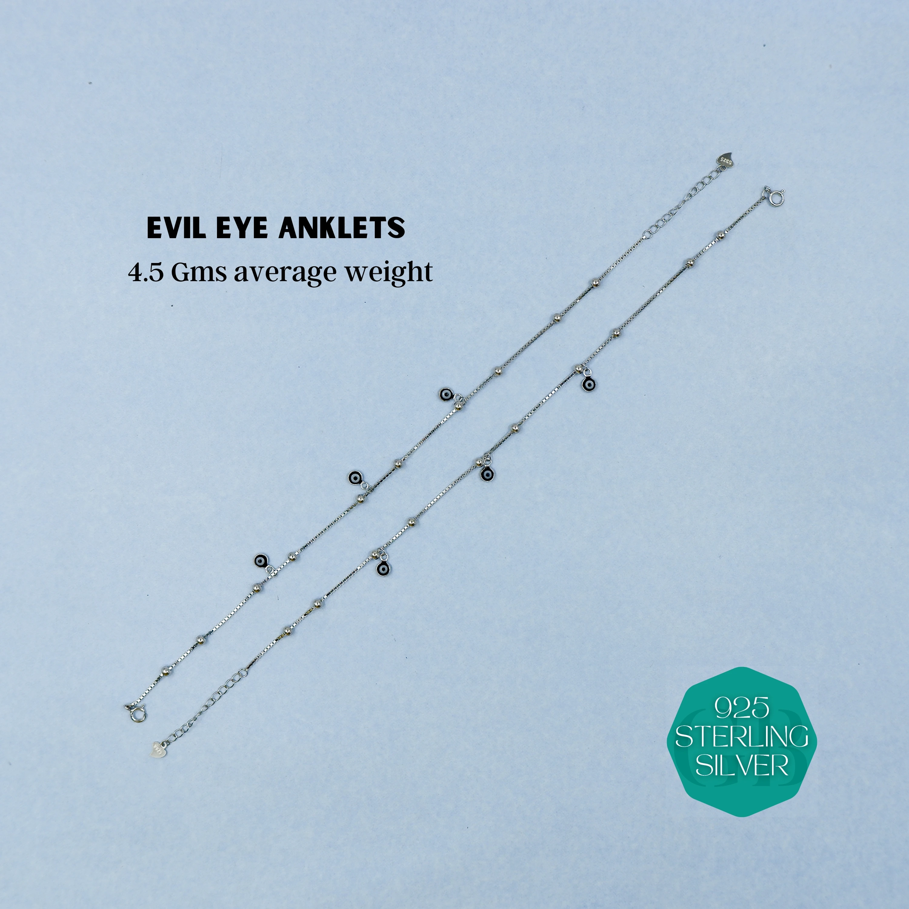 ITALY CNC BALL ELASTIC ANKLETS - Premium 925 Silver Jewellery - SKU: GB-008-002 - Hyderabad Silver Importers