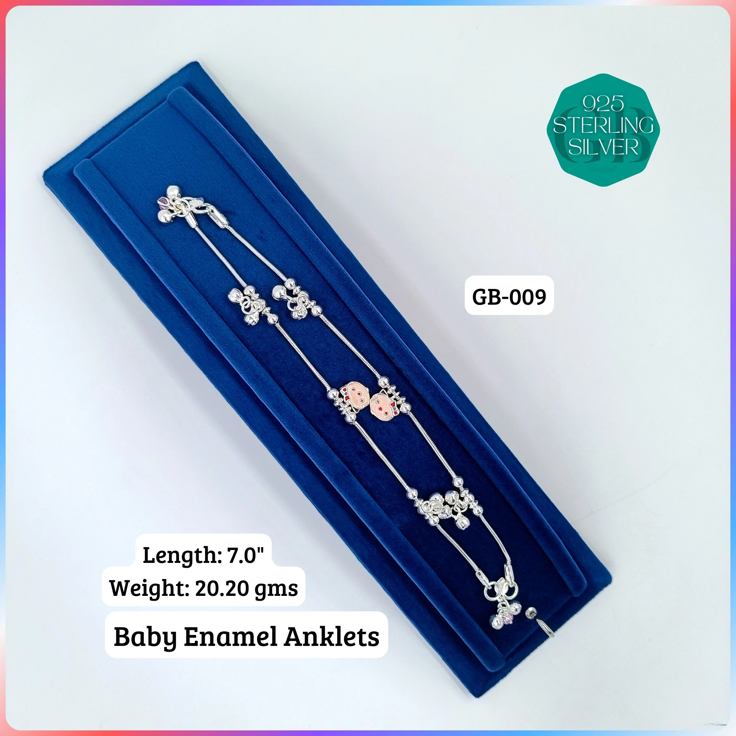 HP BABY ENAMEL ANKLET - Premium 925 Silver Jewellery - SKU: GB-009-005 - Hyderabad Silver Importers