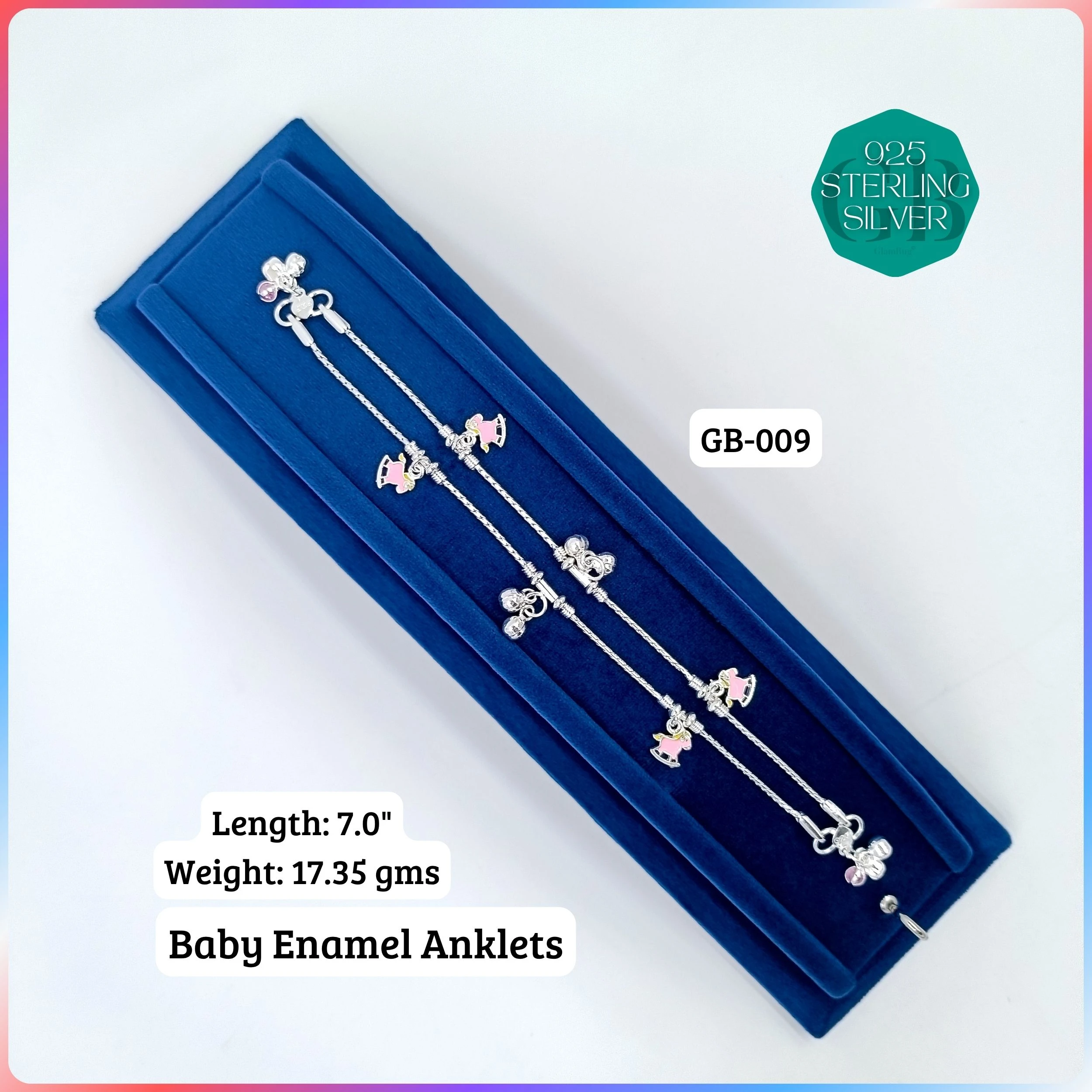 HP BABY ENAMEL ANKLET - Premium 925 Silver Jewellery - SKU: GB-009-019 - Hyderabad Silver Importers