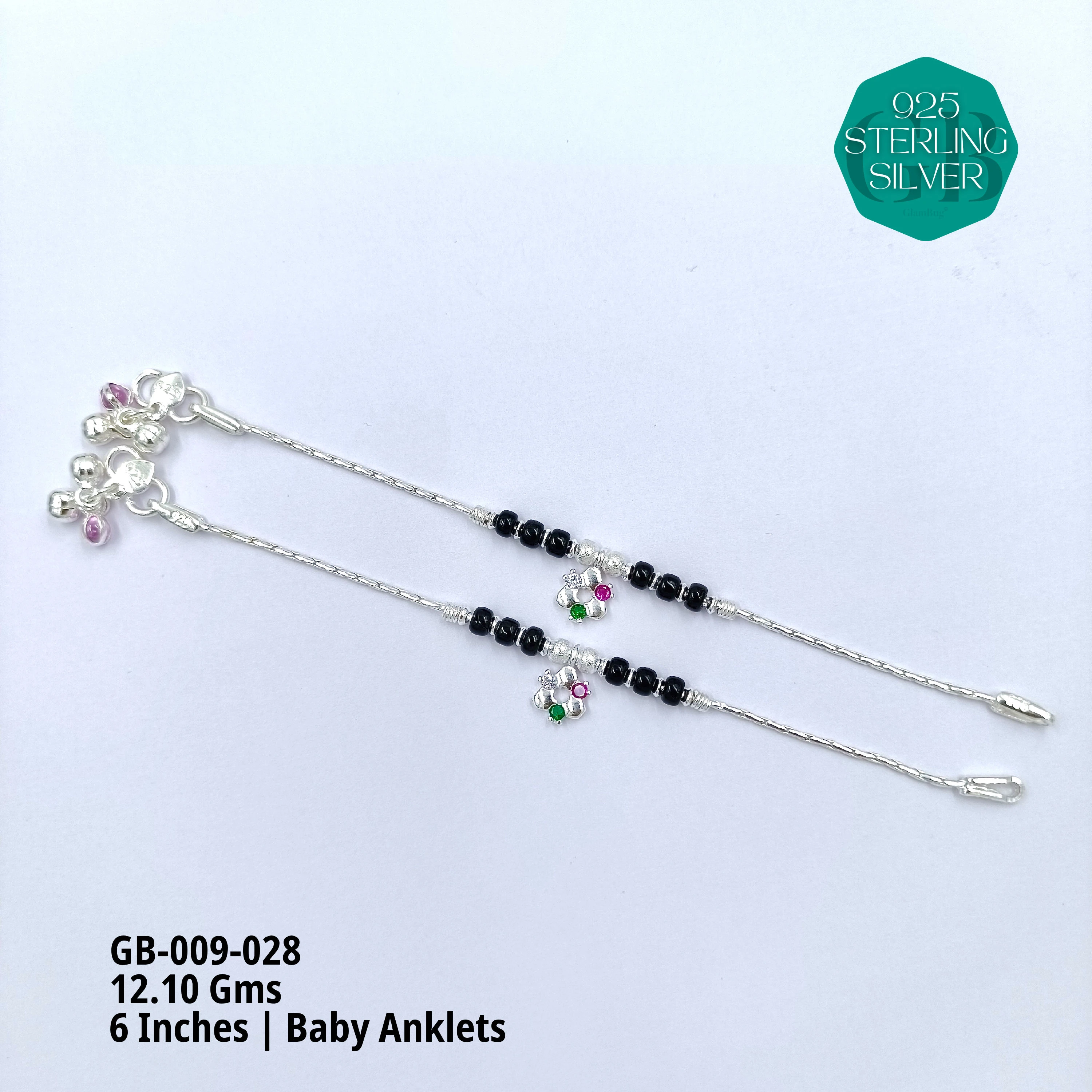 HP BABY ENAMEL ANKLET - Premium 925 Silver Jewellery - SKU: GB-009-028 - Hyderabad Silver Importers