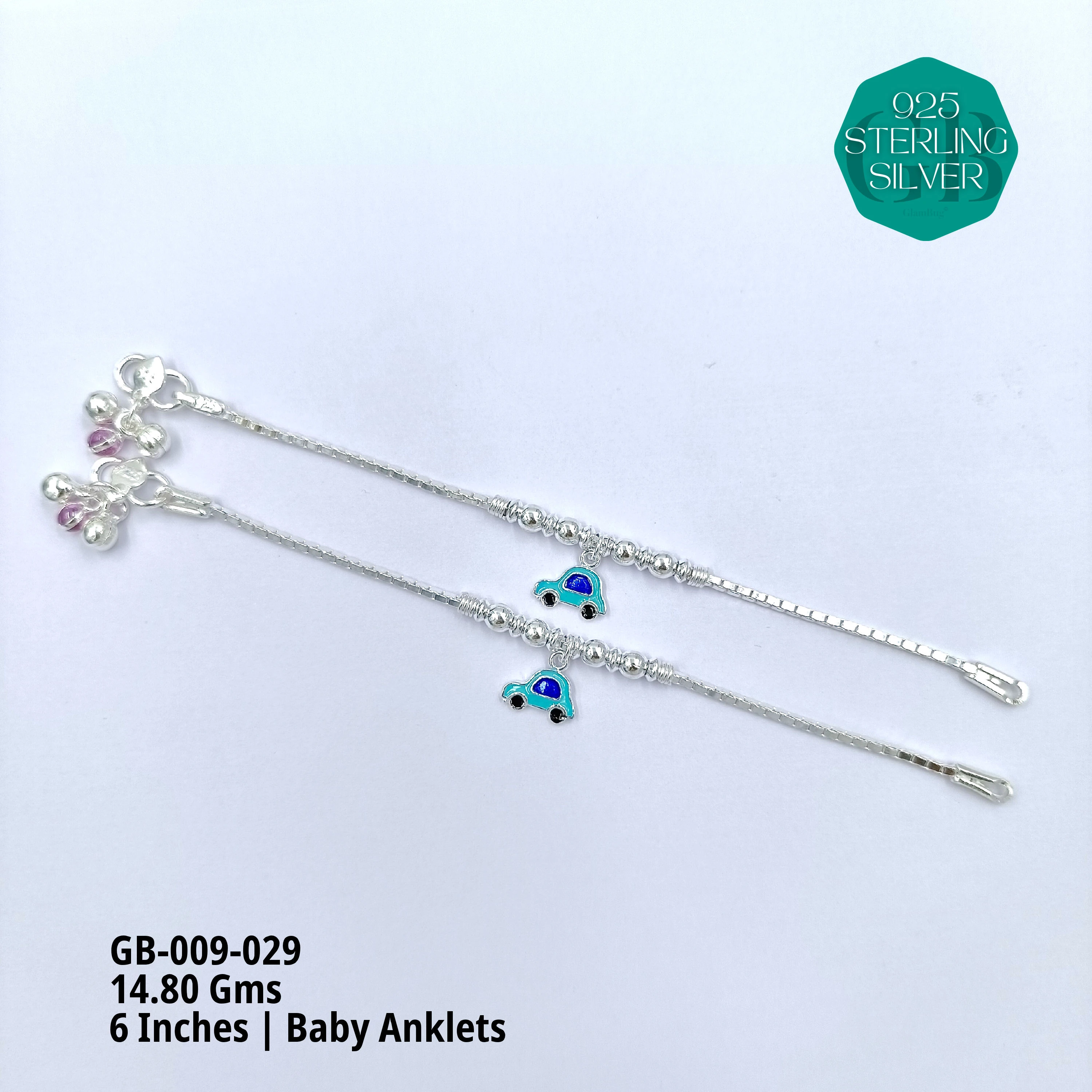 HP BABY ENAMEL ANKLET - Premium 925 Silver Jewellery - SKU: GB-009-029 - Hyderabad Silver Importers