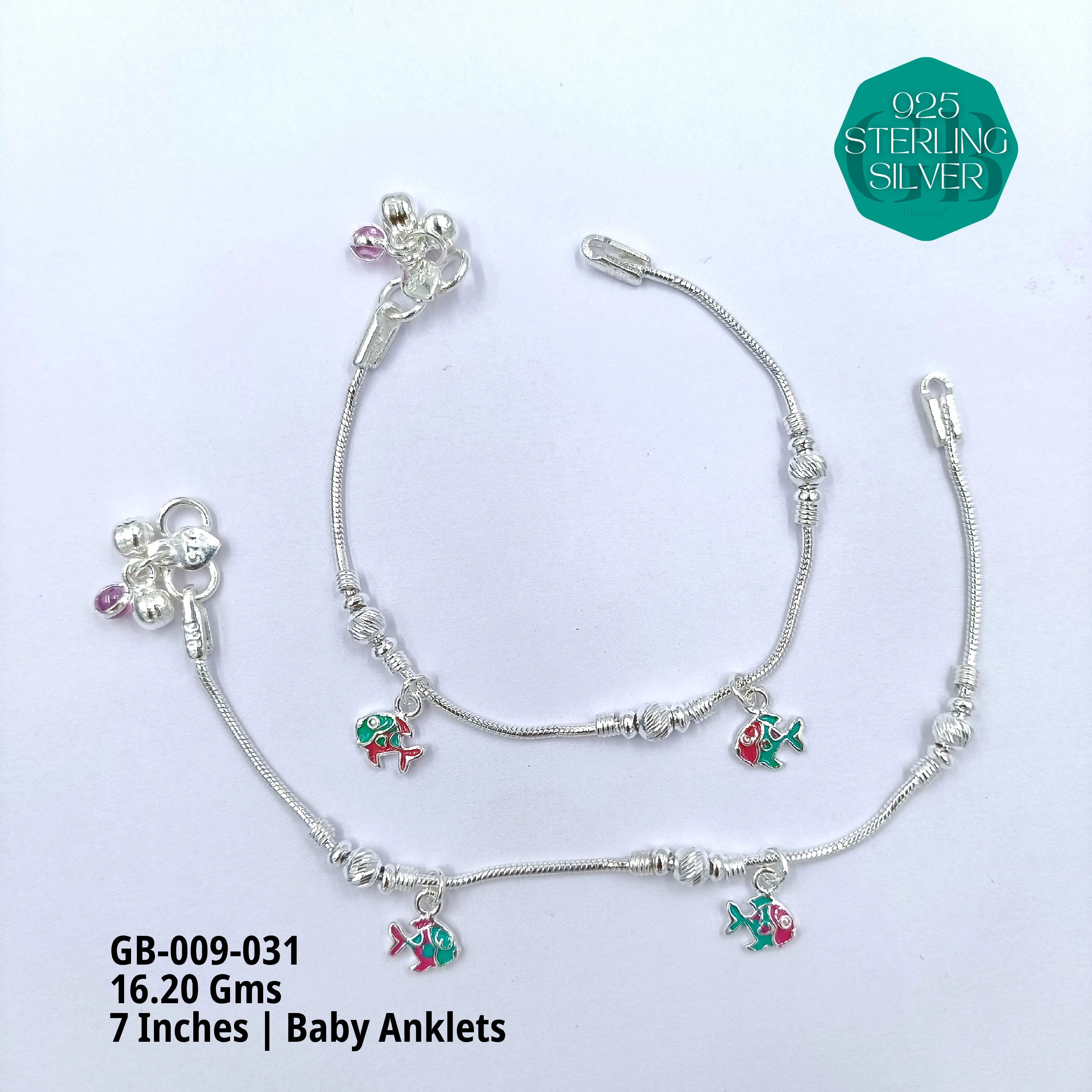 HP BABY ENAMEL ANKLET - Premium 925 Silver Jewellery - SKU: GB-009-031 - Hyderabad Silver Importers