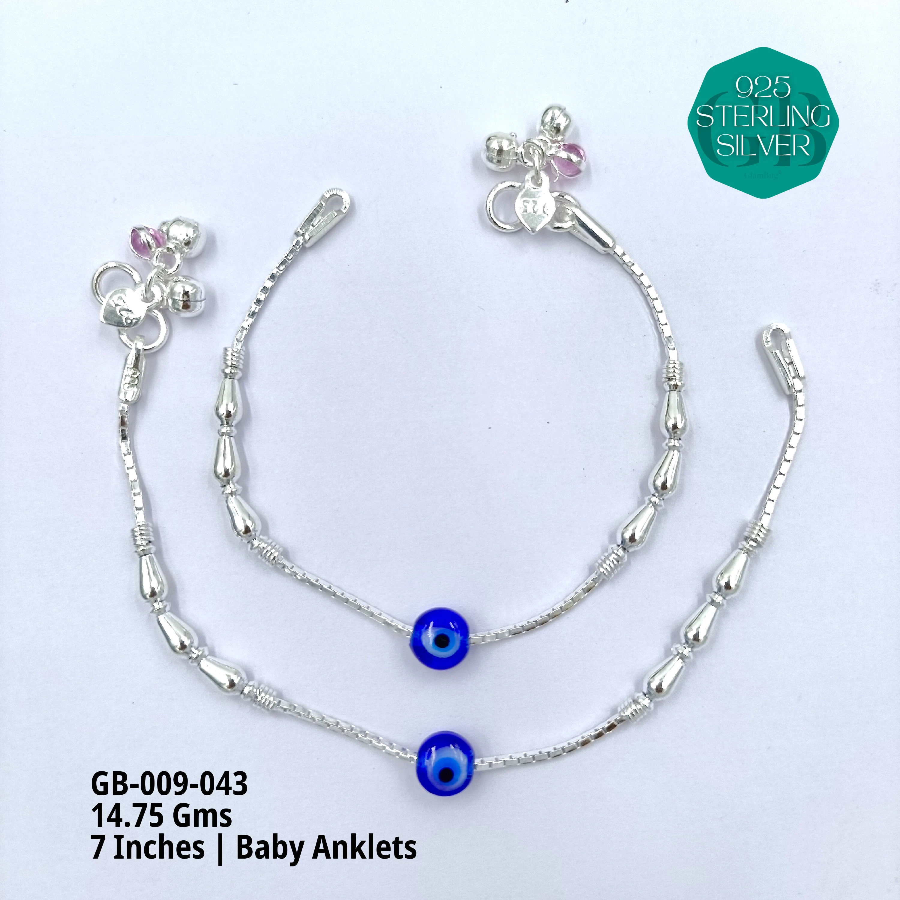 HP BABY ENAMEL ANKLET - Premium 925 Silver Jewellery - SKU: GB-009-043 - Hyderabad Silver Importers