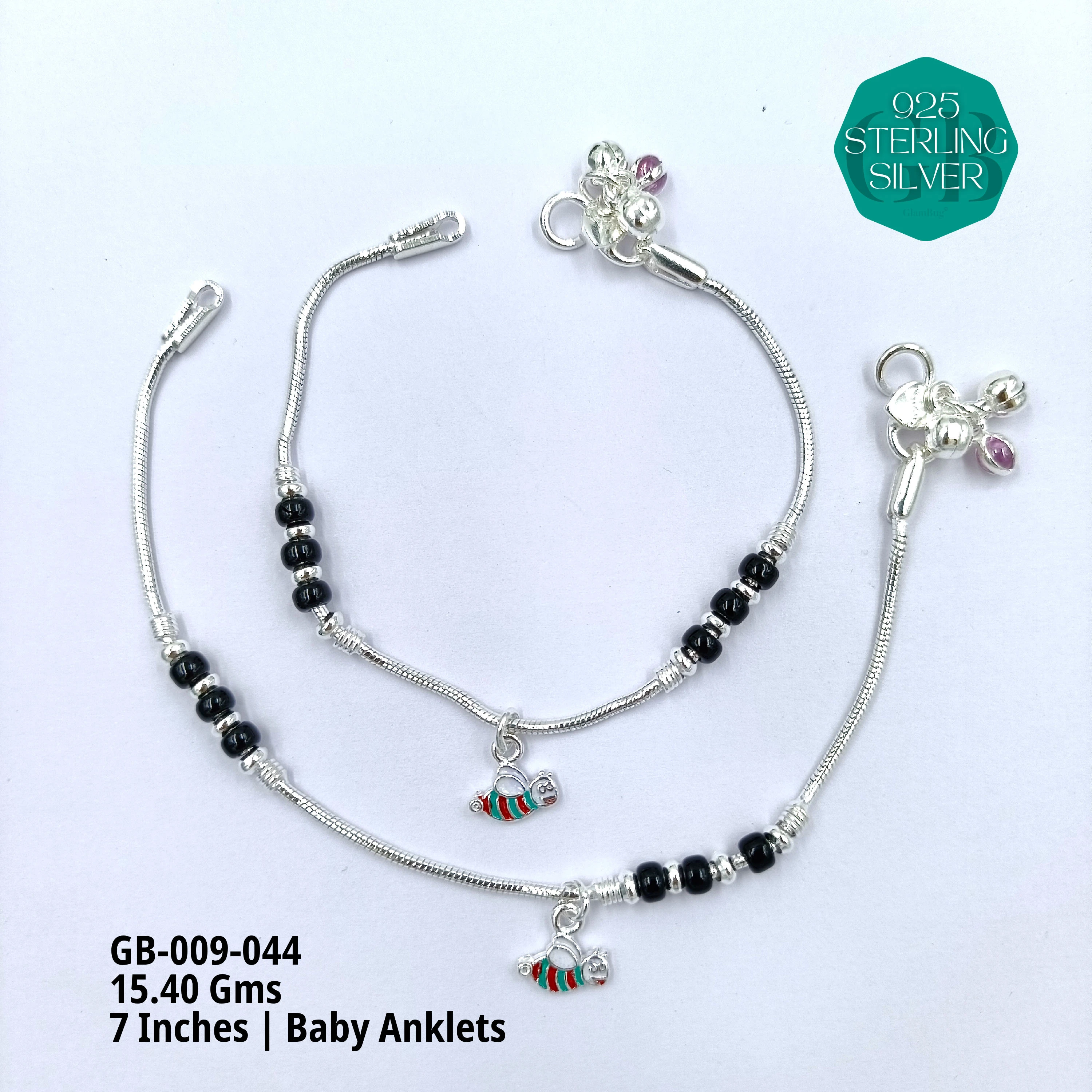 HP BABY ENAMEL ANKLET - Premium 925 Silver Jewellery - SKU: GB-009-044 - Hyderabad Silver Importers