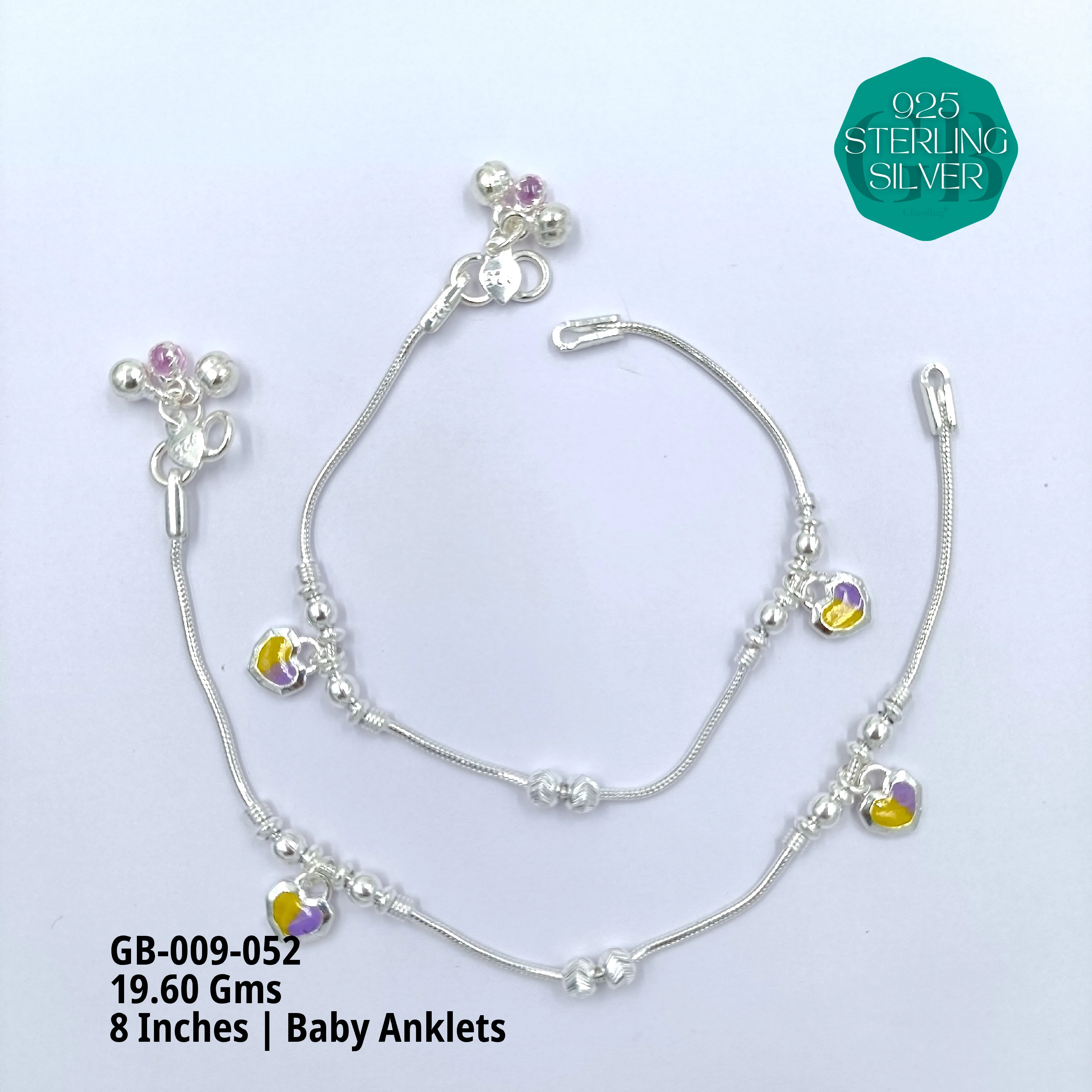 HP BABY ENAMEL ANKLET - Premium 925 Silver Jewellery - SKU: GB-009-052 - Hyderabad Silver Importers