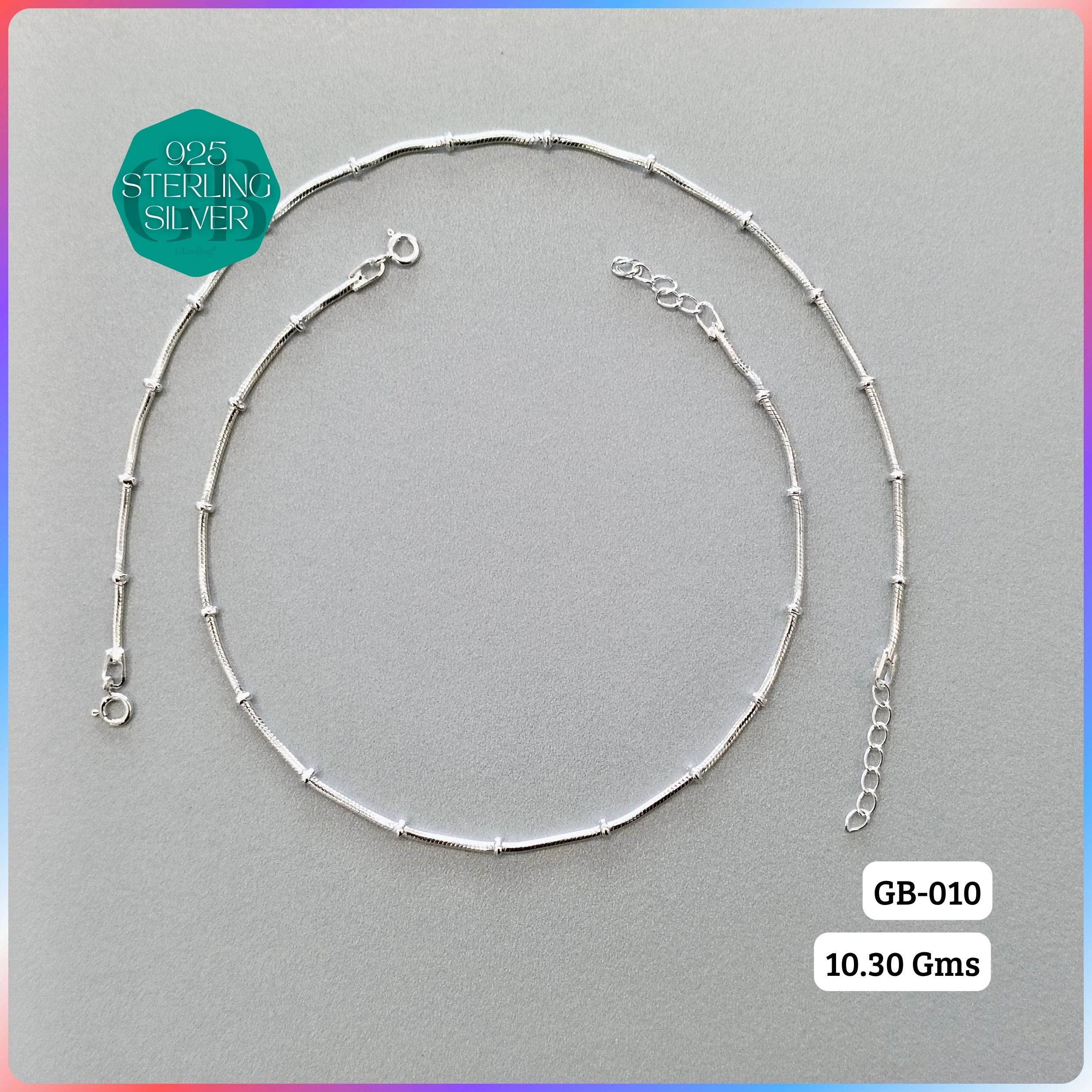 FANCY NICE ANKLETS - Premium 925 Silver Jewellery - SKU: GB-010-001 - Hyderabad Silver Importers