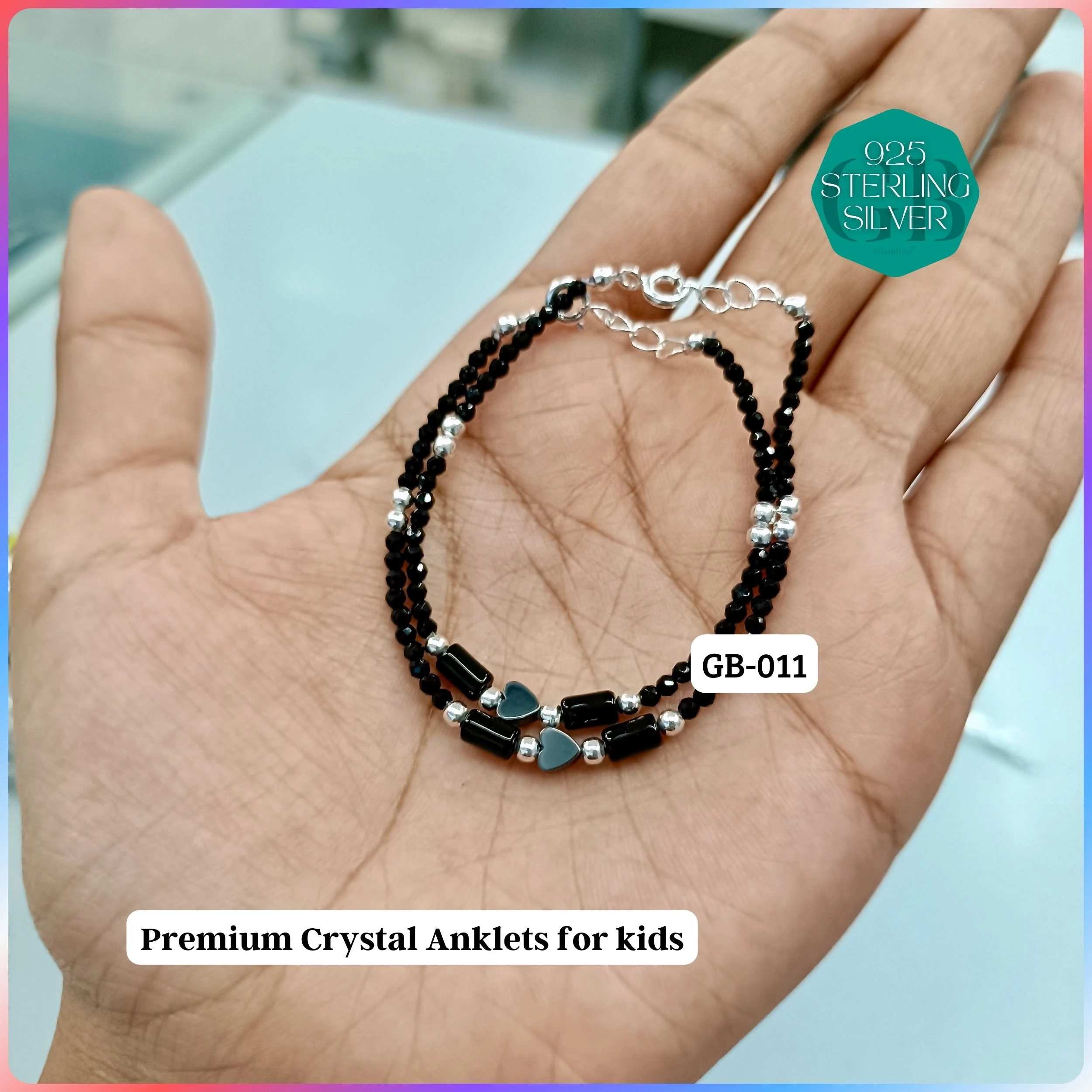 KIDS CRYSTAL ANKLETS - Premium 925 Silver Jewellery - SKU: GB-011-007 - Hyderabad Silver Importers