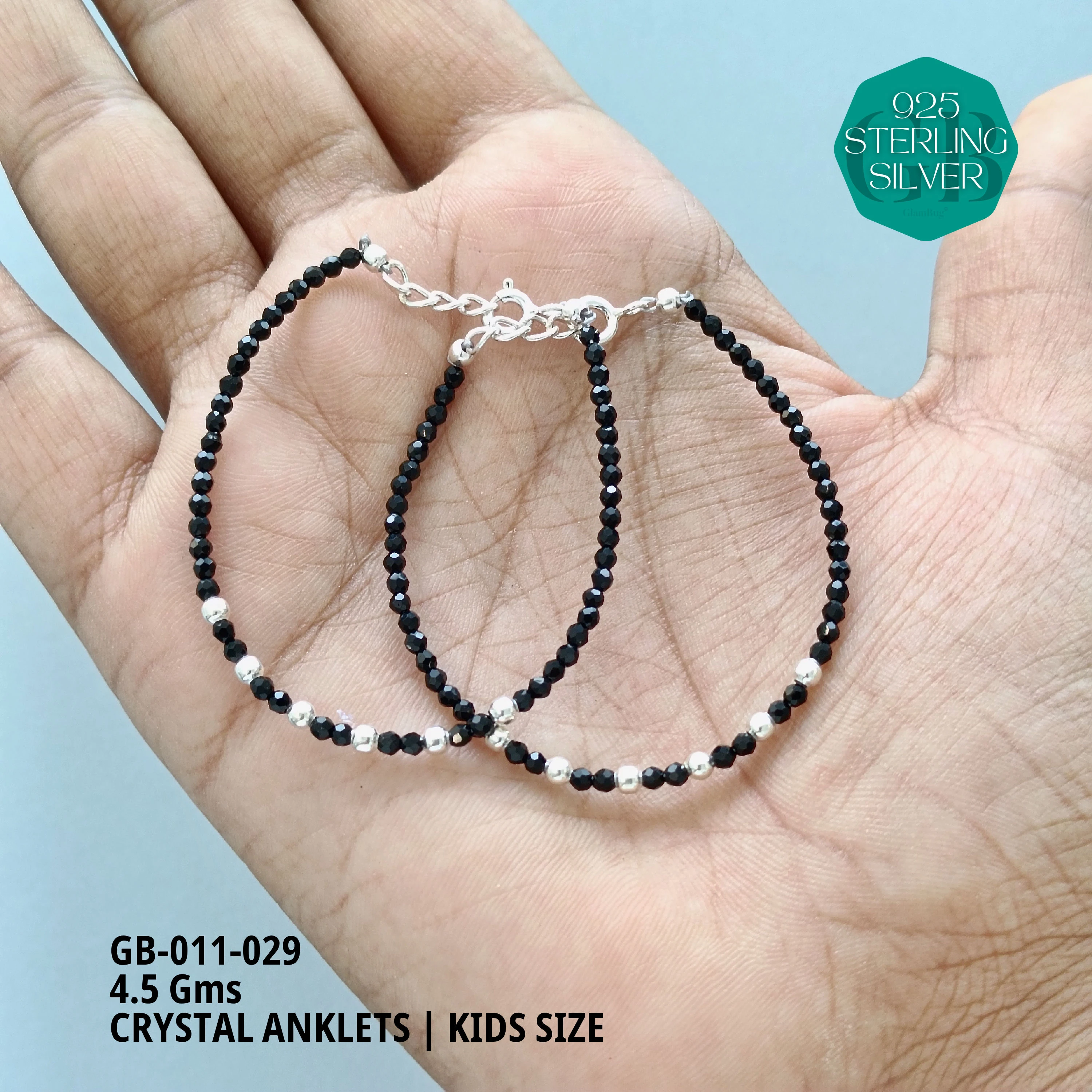 KIDS CRYSTAL ANKLETS - Premium 925 Silver Jewellery - SKU: GB-011-029 - Hyderabad Silver Importers