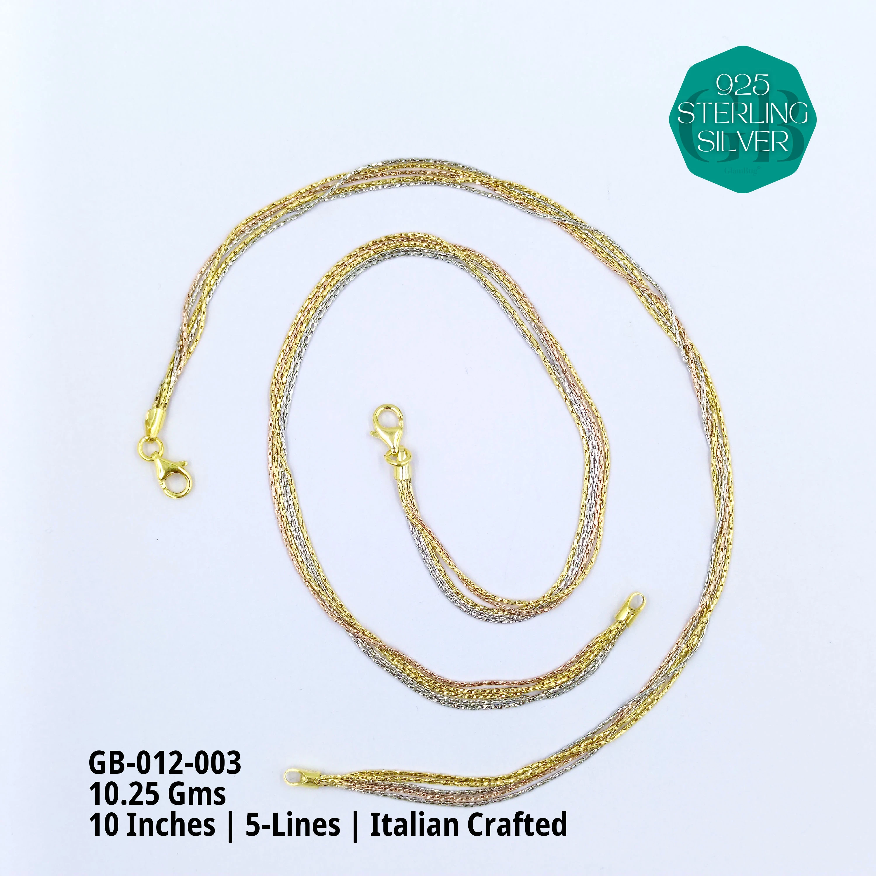 ITALY BUNCH ANKLETS 3-5 LINES - Premium 925 Silver Jewellery - SKU: GB-012-003 - Hyderabad Silver Importers