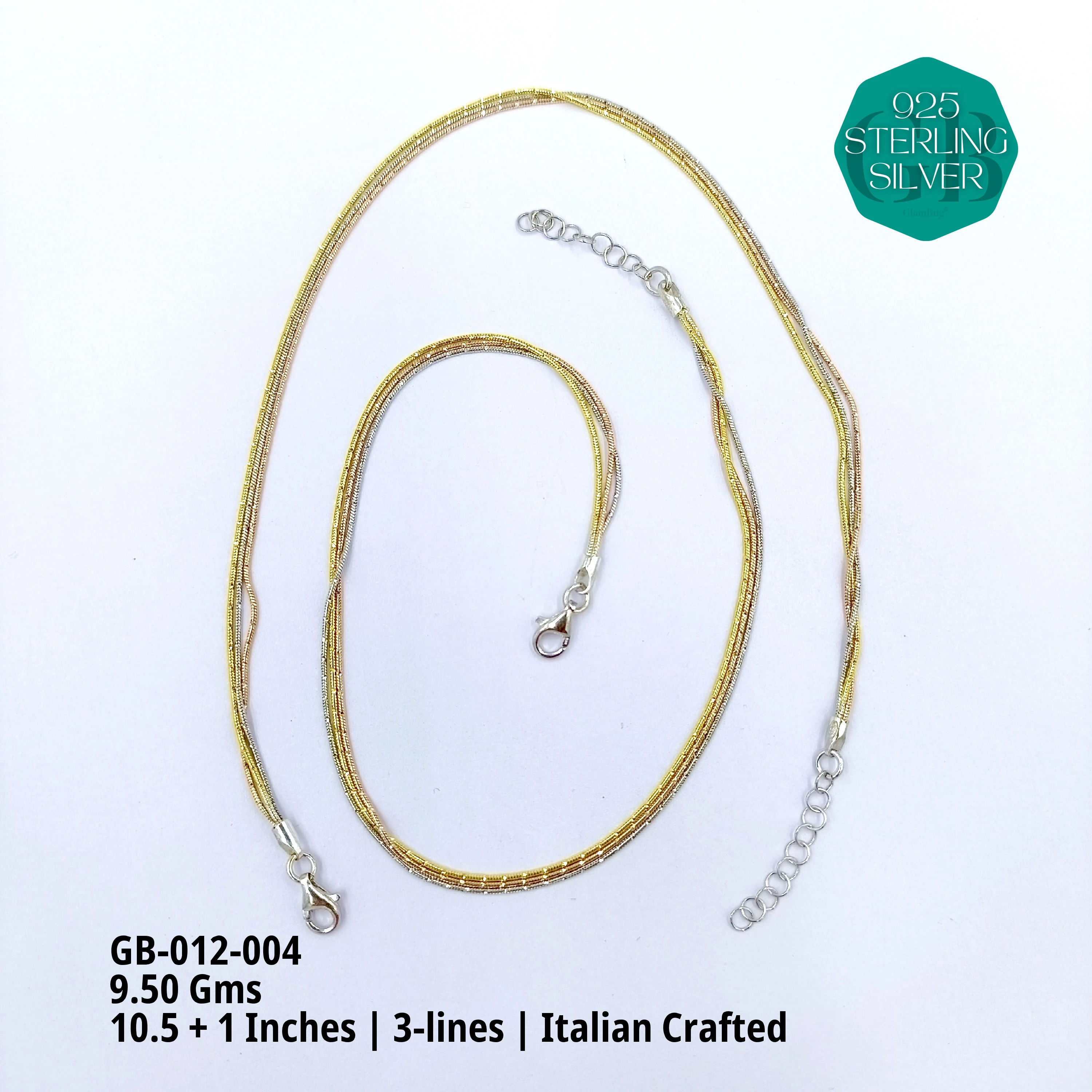 ITALY BUNCH ANKLETS 3-5 LINES - Premium 925 Silver Jewellery - SKU: GB-012-004 - Hyderabad Silver Importers