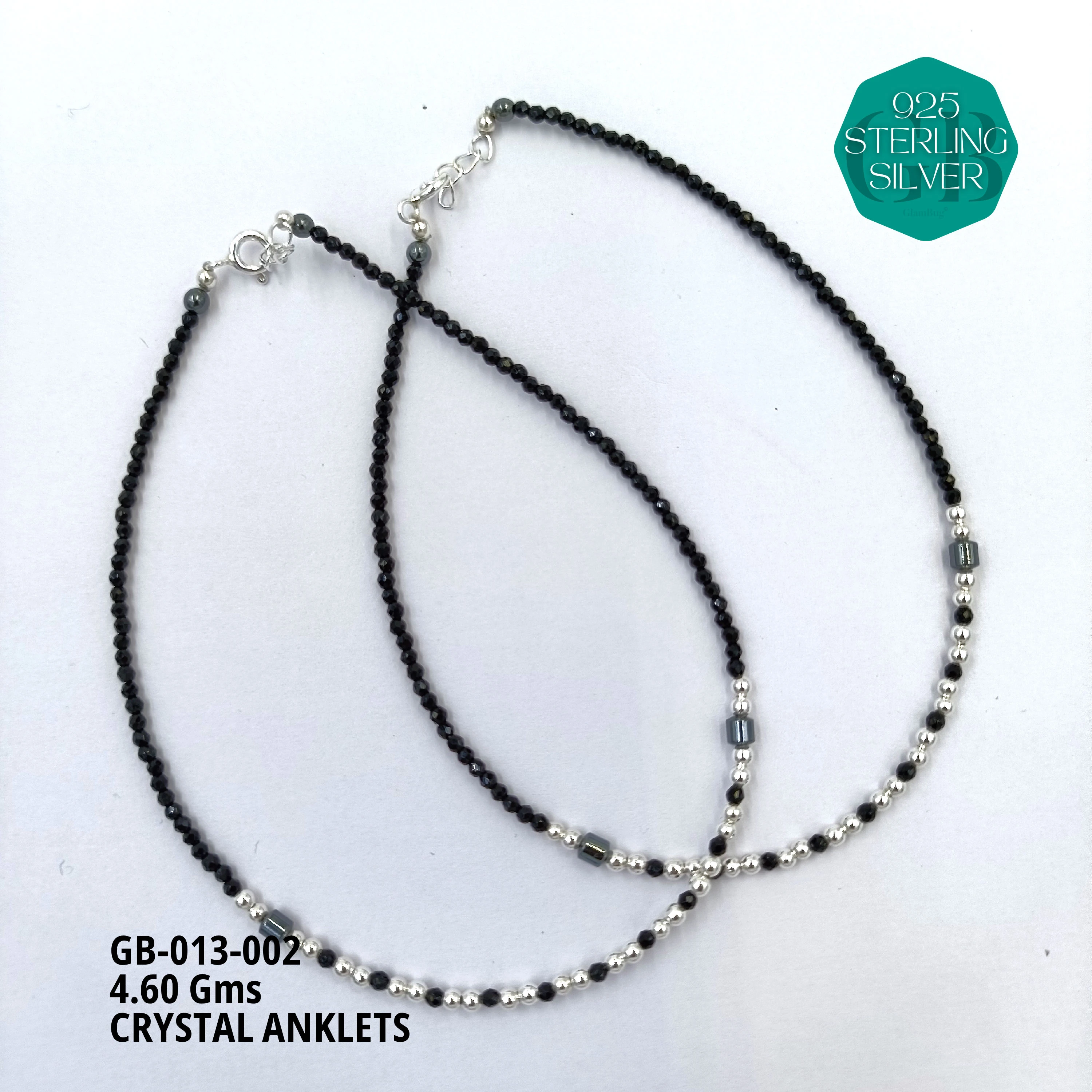 ADULT CRYSTAL ANKLETS - Premium 925 Silver Jewellery - SKU: GB-013-002 - Hyderabad Silver Importers