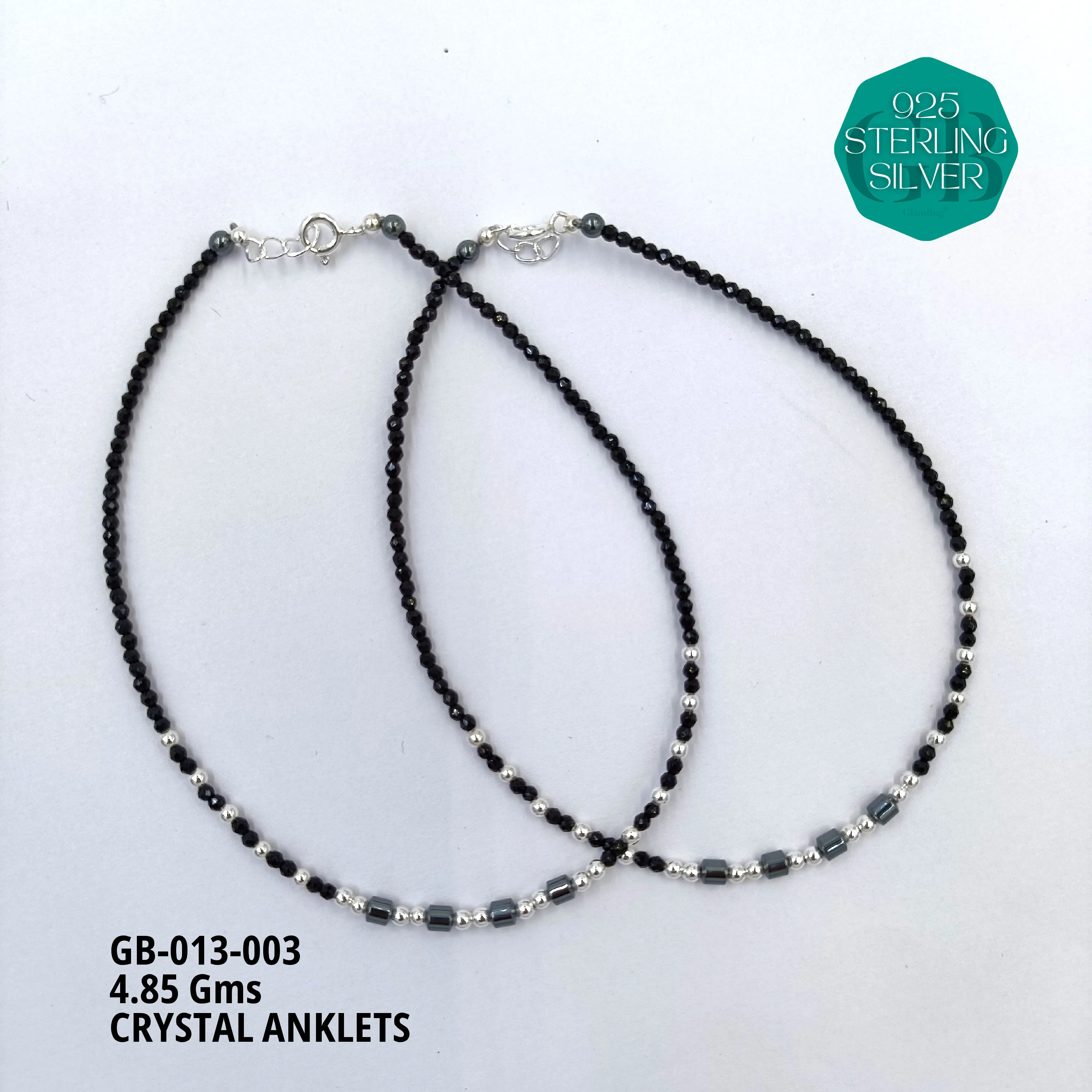 ADULT CRYSTAL ANKLETS - Premium 925 Silver Jewellery - SKU: GB-013-003 - Hyderabad Silver Importers