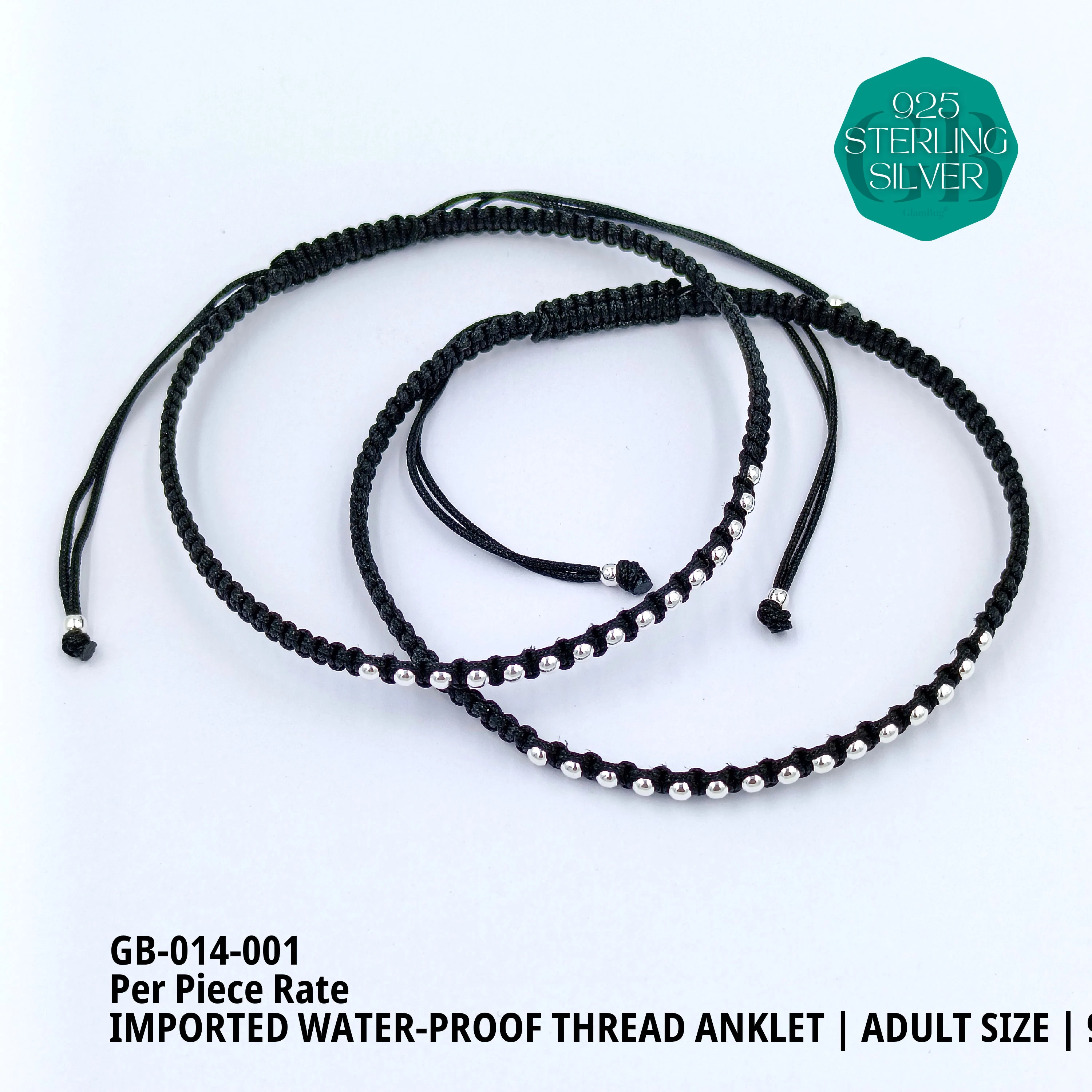 CZ HANGING SOLITAIRE ANKLETS - Premium 925 Silver Jewellery - SKU: GB-014-001 - Hyderabad Silver Importers