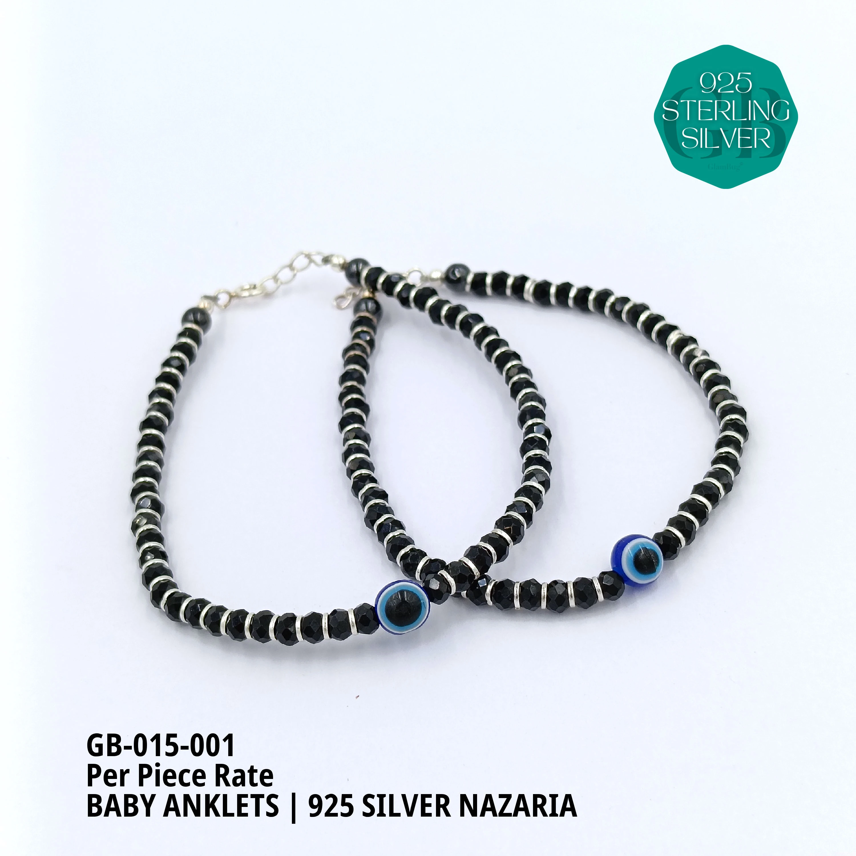NAZARIA ANKLETS (PER PIECE) - Premium 925 Silver Jewellery - SKU: GB-015-001 - Hyderabad Silver Importers