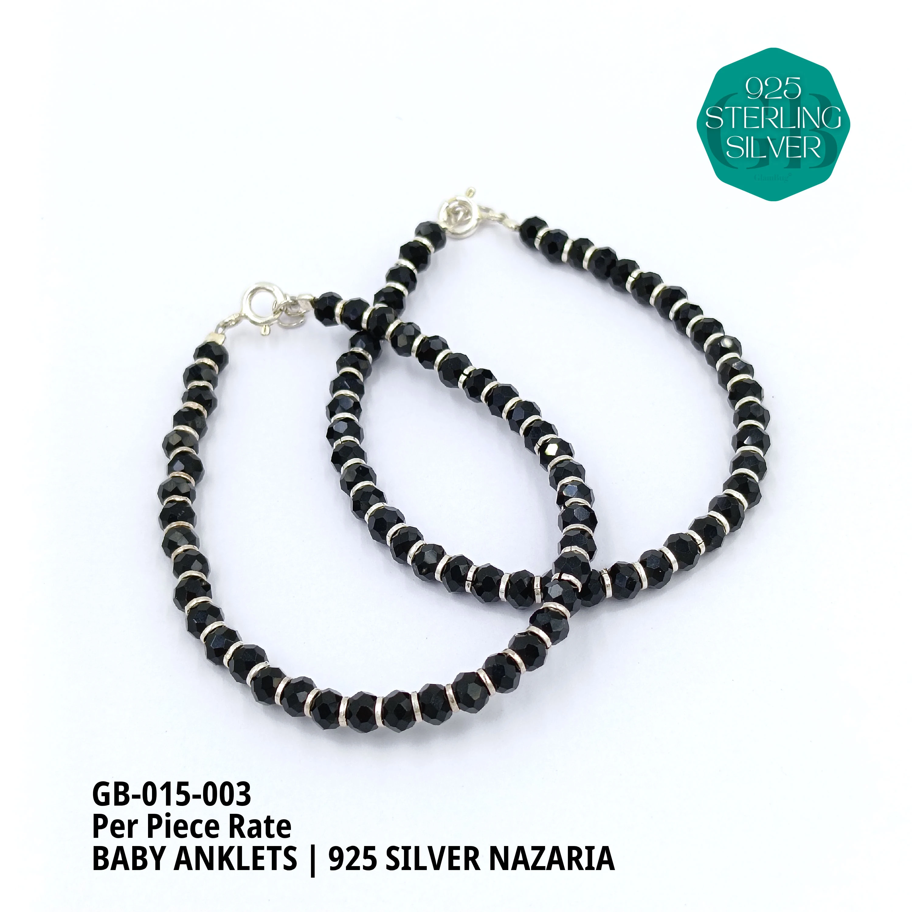 NAZARIA ANKLETS (PER PIECE) - Premium 925 Silver Jewellery - SKU: GB-015-003 - Hyderabad Silver Importers