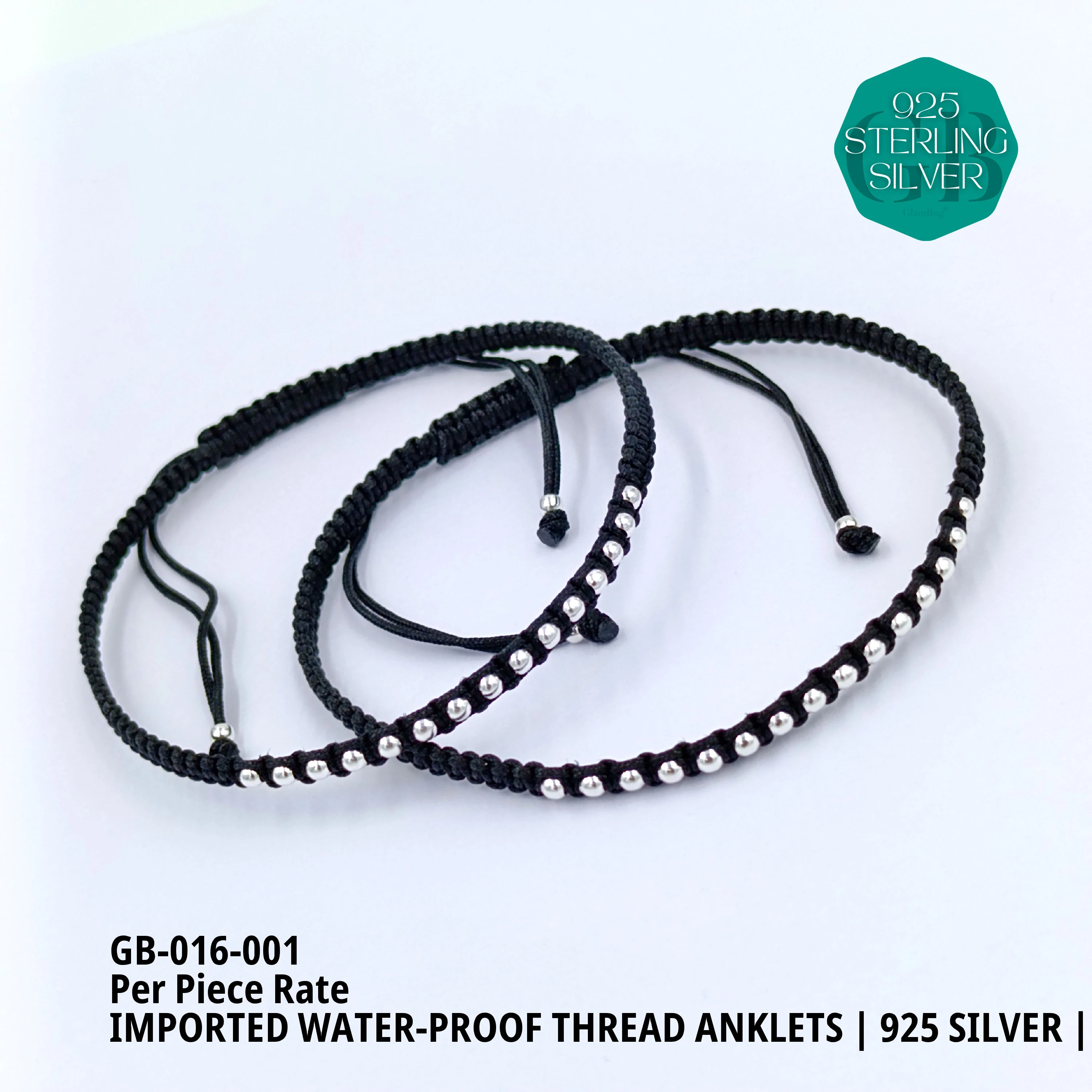 KIDS THREAD ANKLETS - Premium 925 Silver Jewellery - SKU: GB-016-001 - Hyderabad Silver Importers