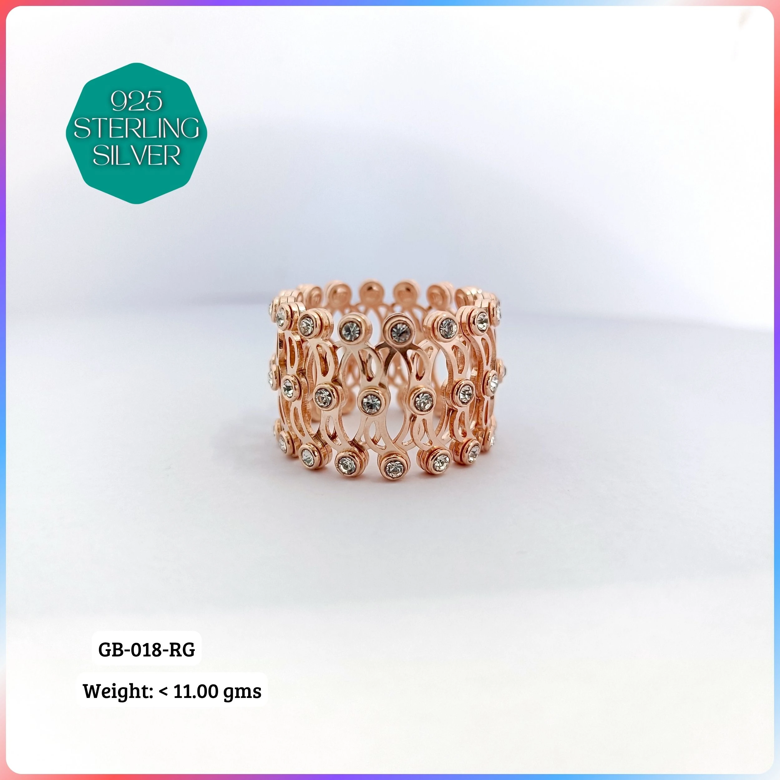 RING BANGLE CONVERTIBLE - Premium 925 Silver Jewellery - SKU: GB-018-rg - Hyderabad Silver Importers