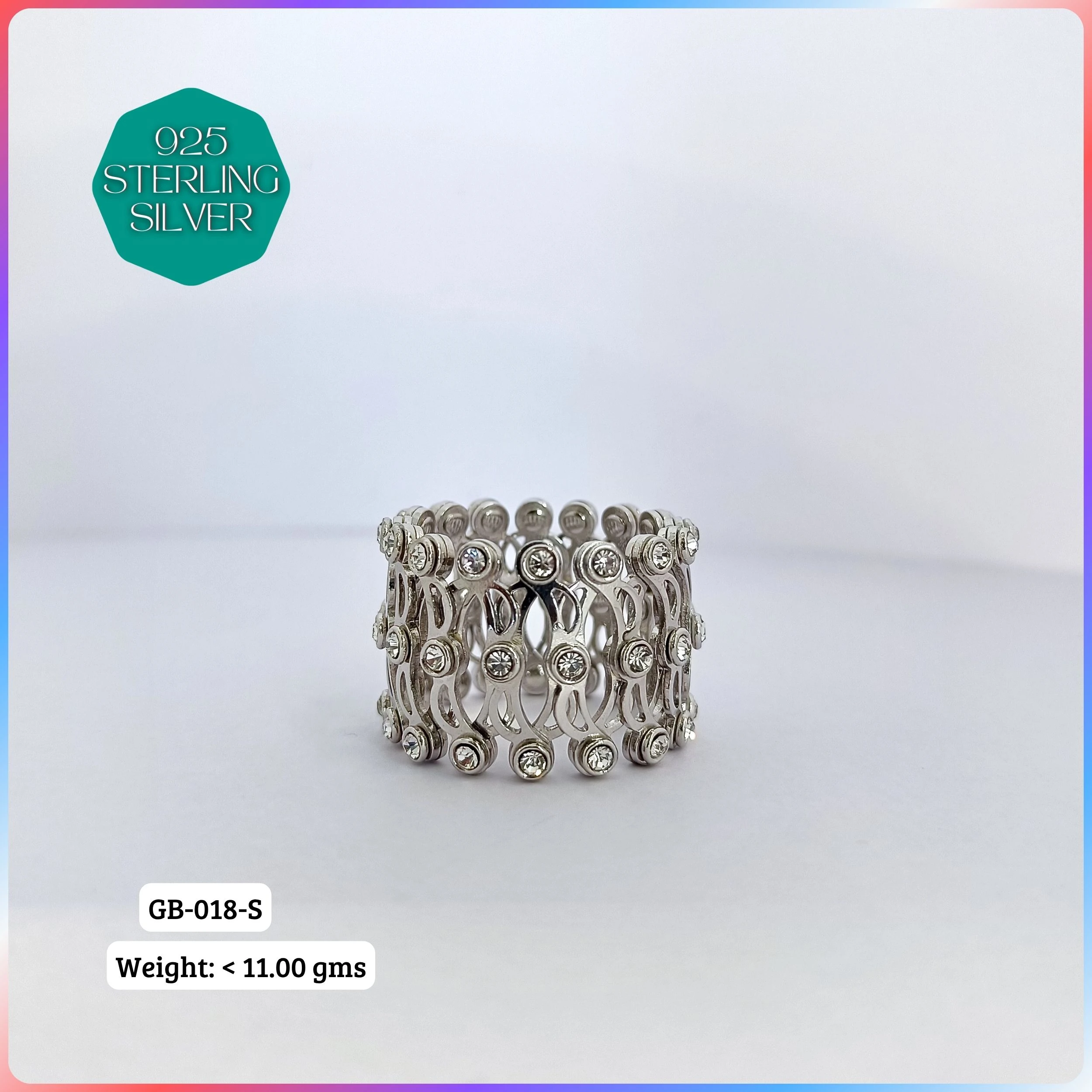 RING BANGLE CONVERTIBLE - Premium 925 Silver Jewellery - SKU: GB-018-s - Hyderabad Silver Importers