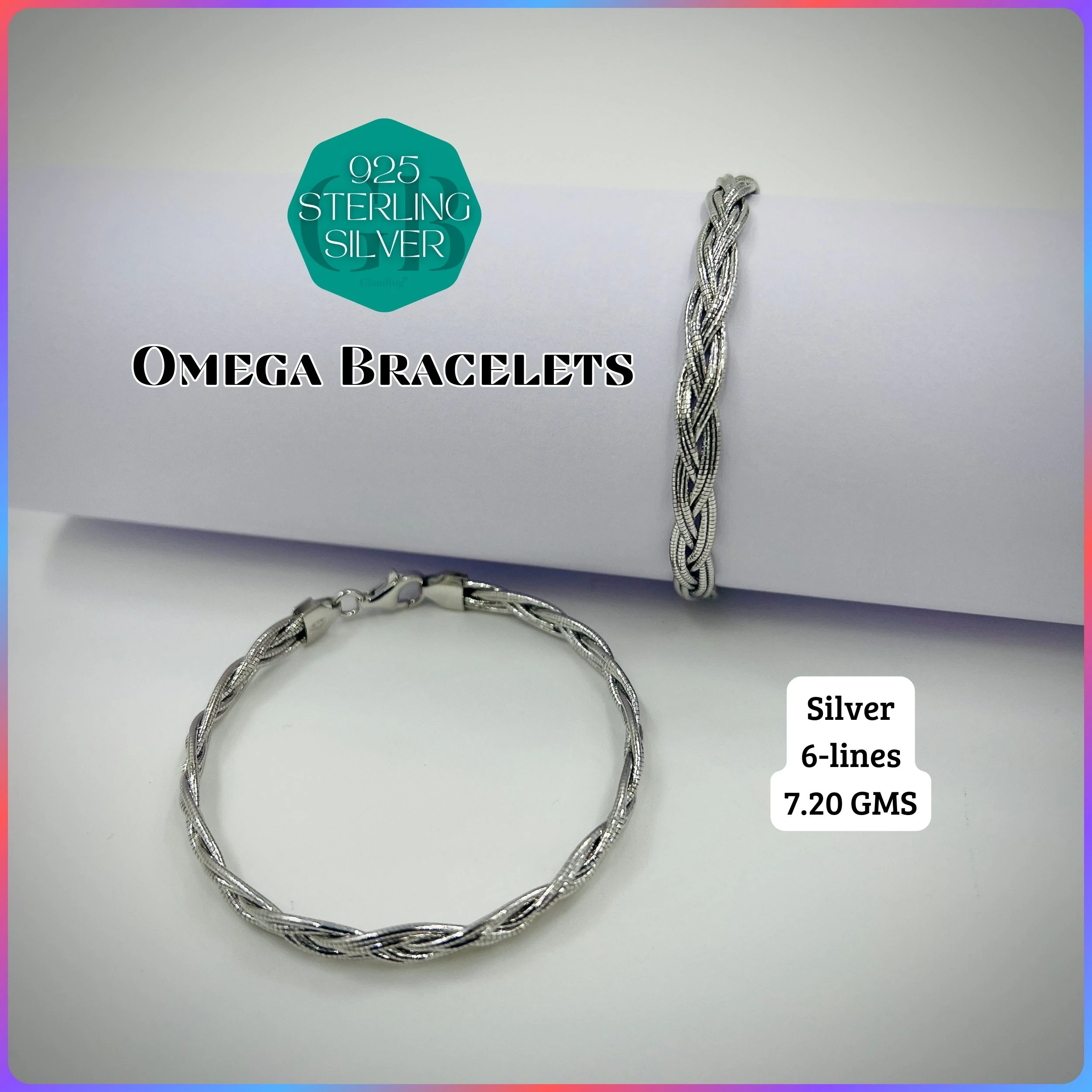 ITALY OMEGA BRACELETS - Premium 925 Silver Jewellery - SKU: GB-019-002 - Hyderabad Silver Importers