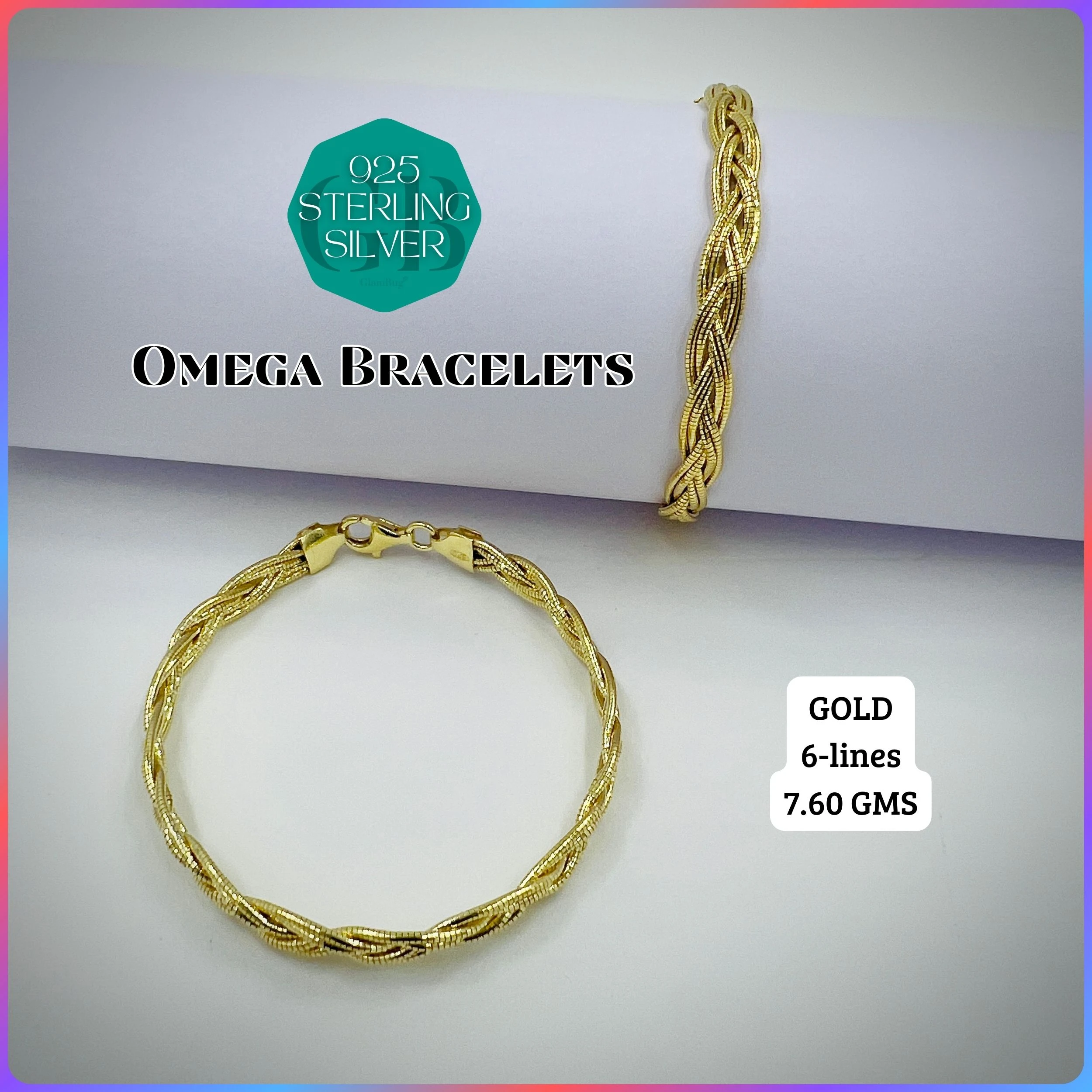 ITALY OMEGA BRACELETS - Premium 925 Silver Jewellery - SKU: GB-019-003 - Hyderabad Silver Importers