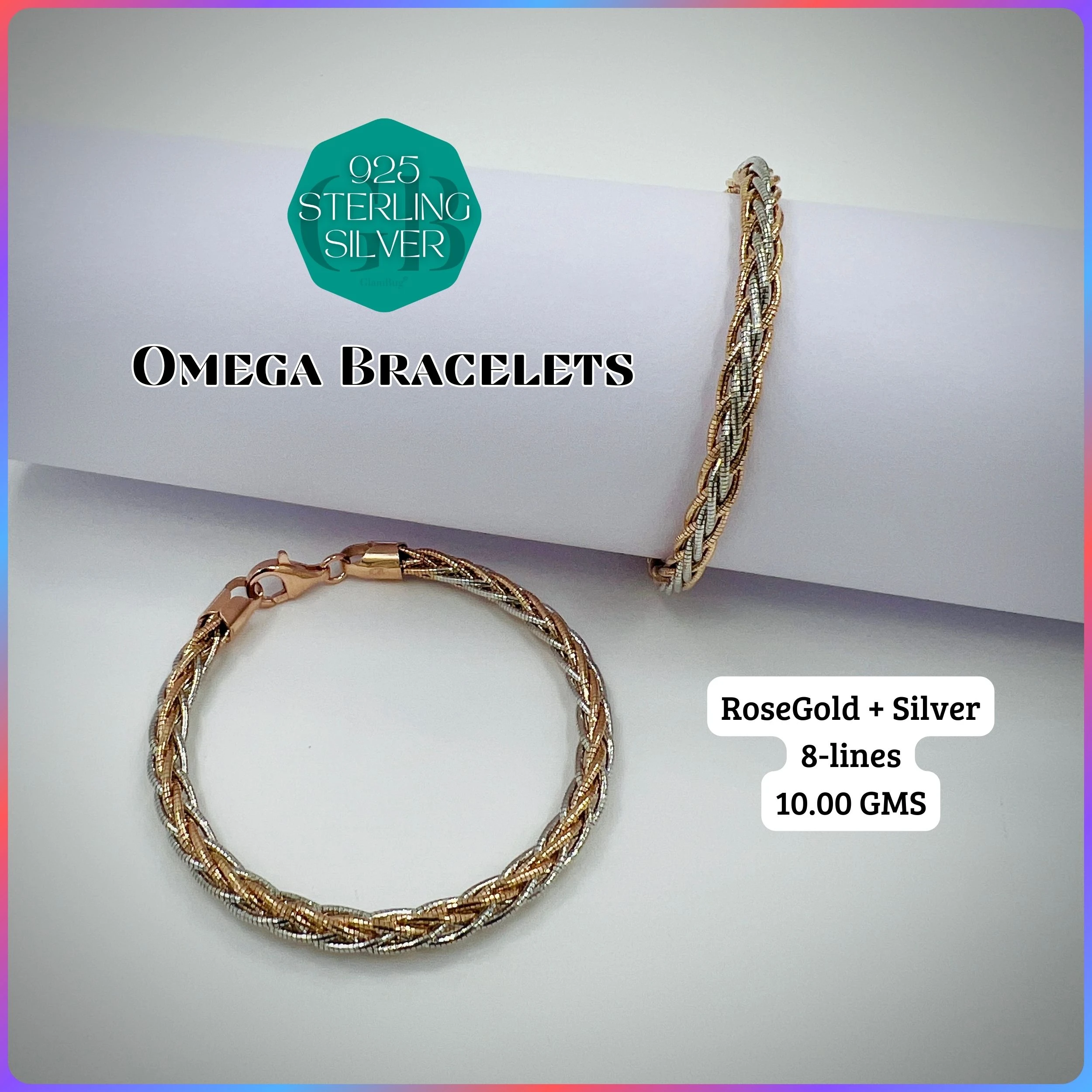 ITALY OMEGA BRACELETS - Premium 925 Silver Jewellery - SKU: GB-019-007 - Hyderabad Silver Importers