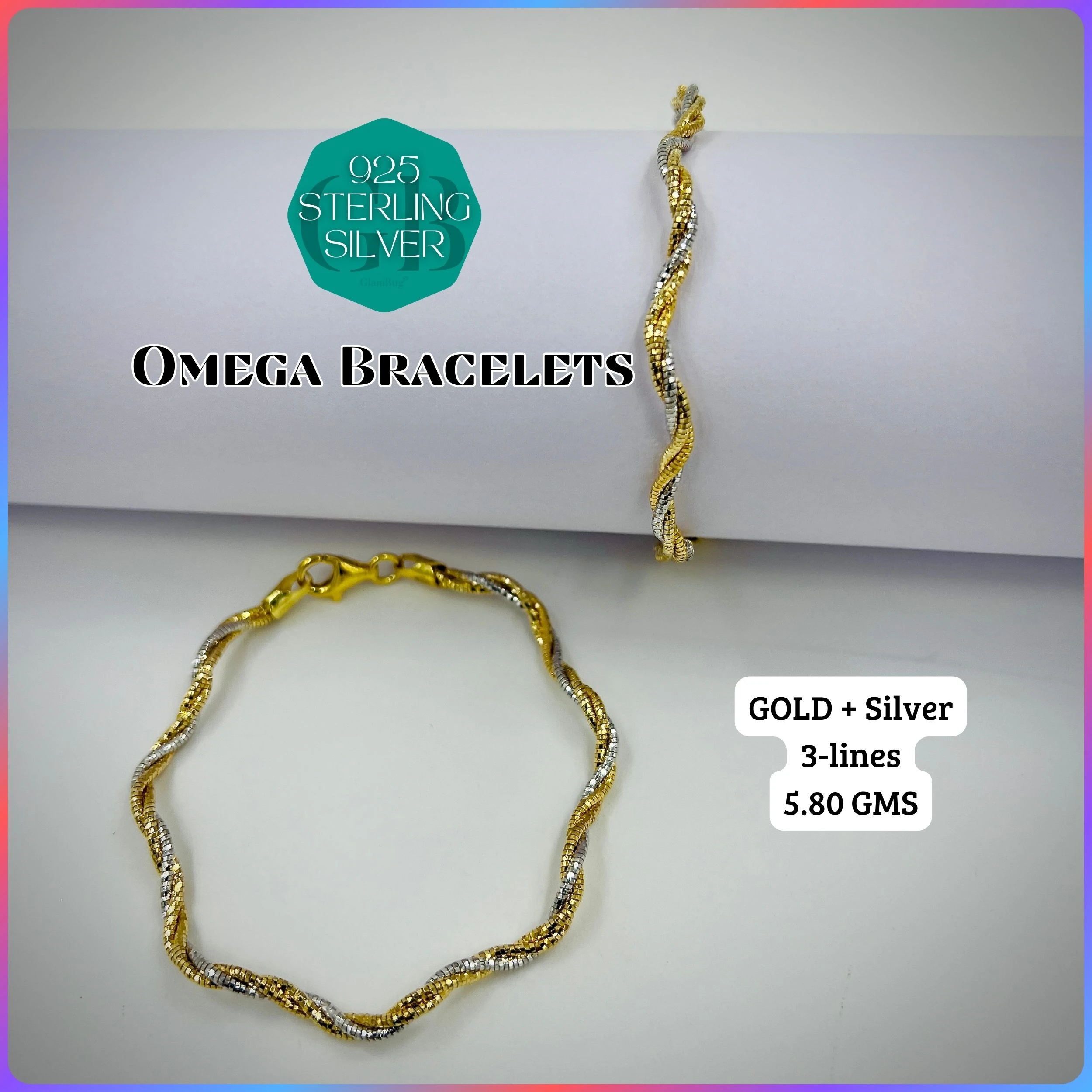 ITALY OMEGA BRACELETS - Premium 925 Silver Jewellery - SKU: GB-019-009 - Hyderabad Silver Importers