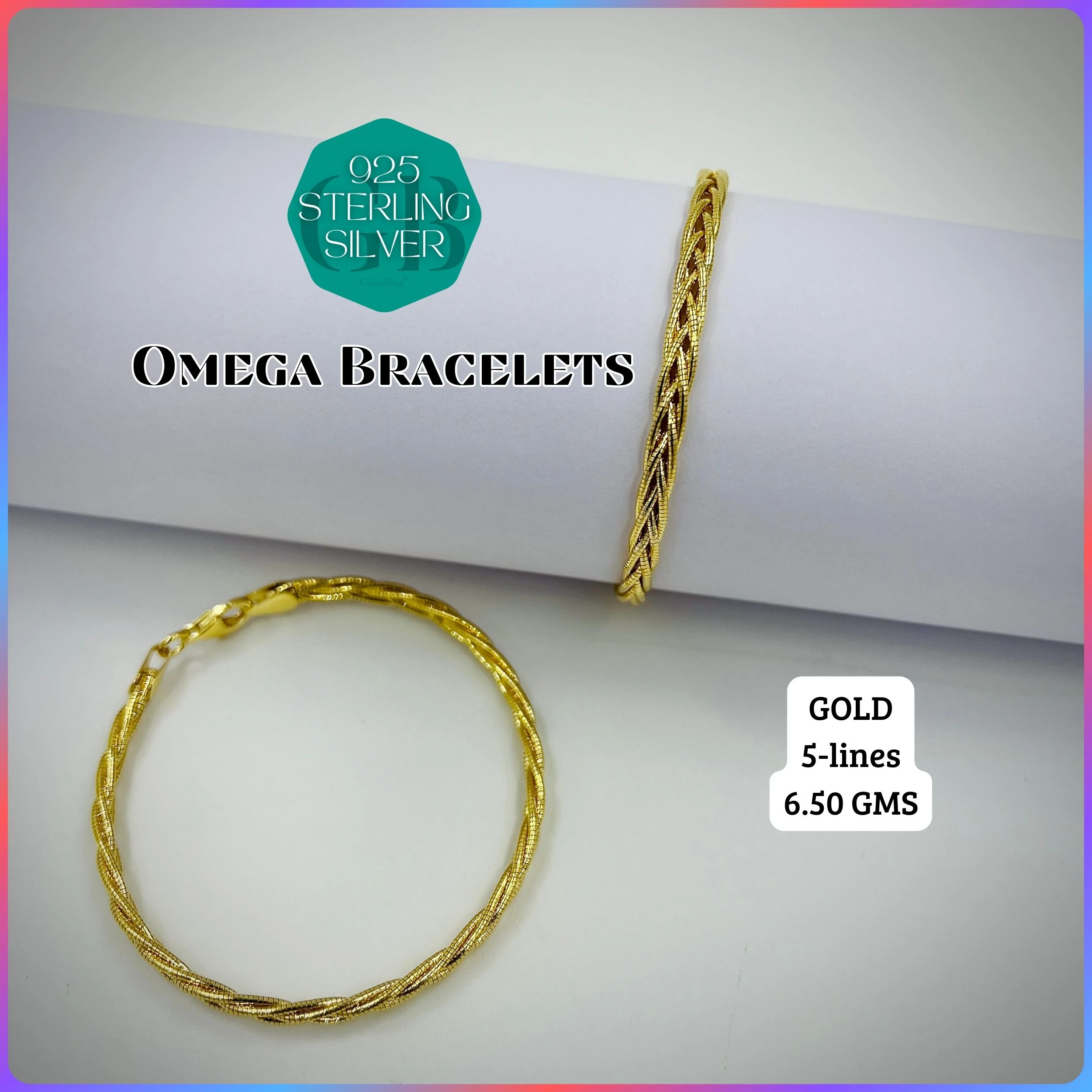 ITALY OMEGA BRACELETS - Premium 925 Silver Jewellery - SKU: GB-019-010 - Hyderabad Silver Importers