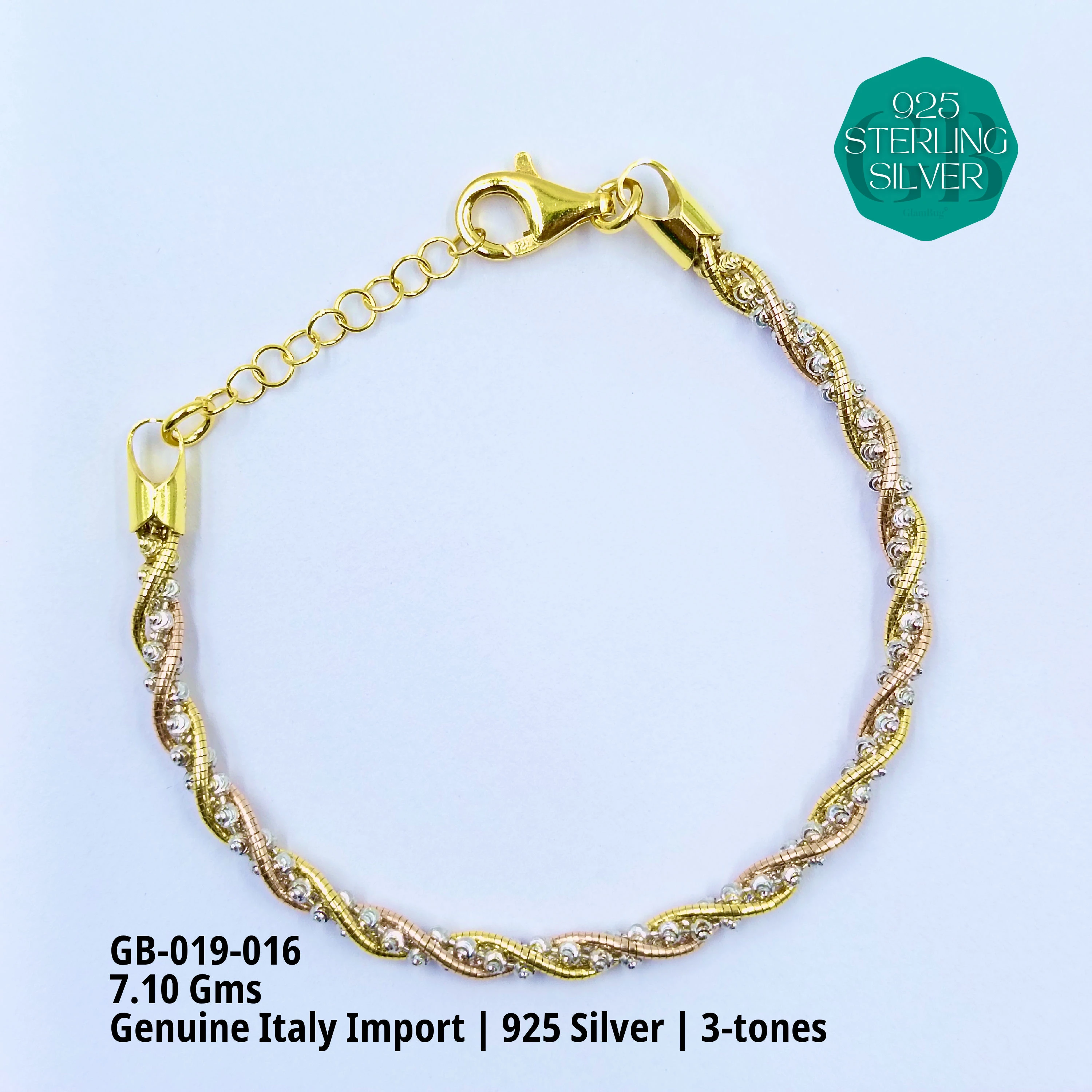 ITALY OMEGA BRACELETS - Premium 925 Silver Jewellery - SKU: GB-019-016 - Hyderabad Silver Importers