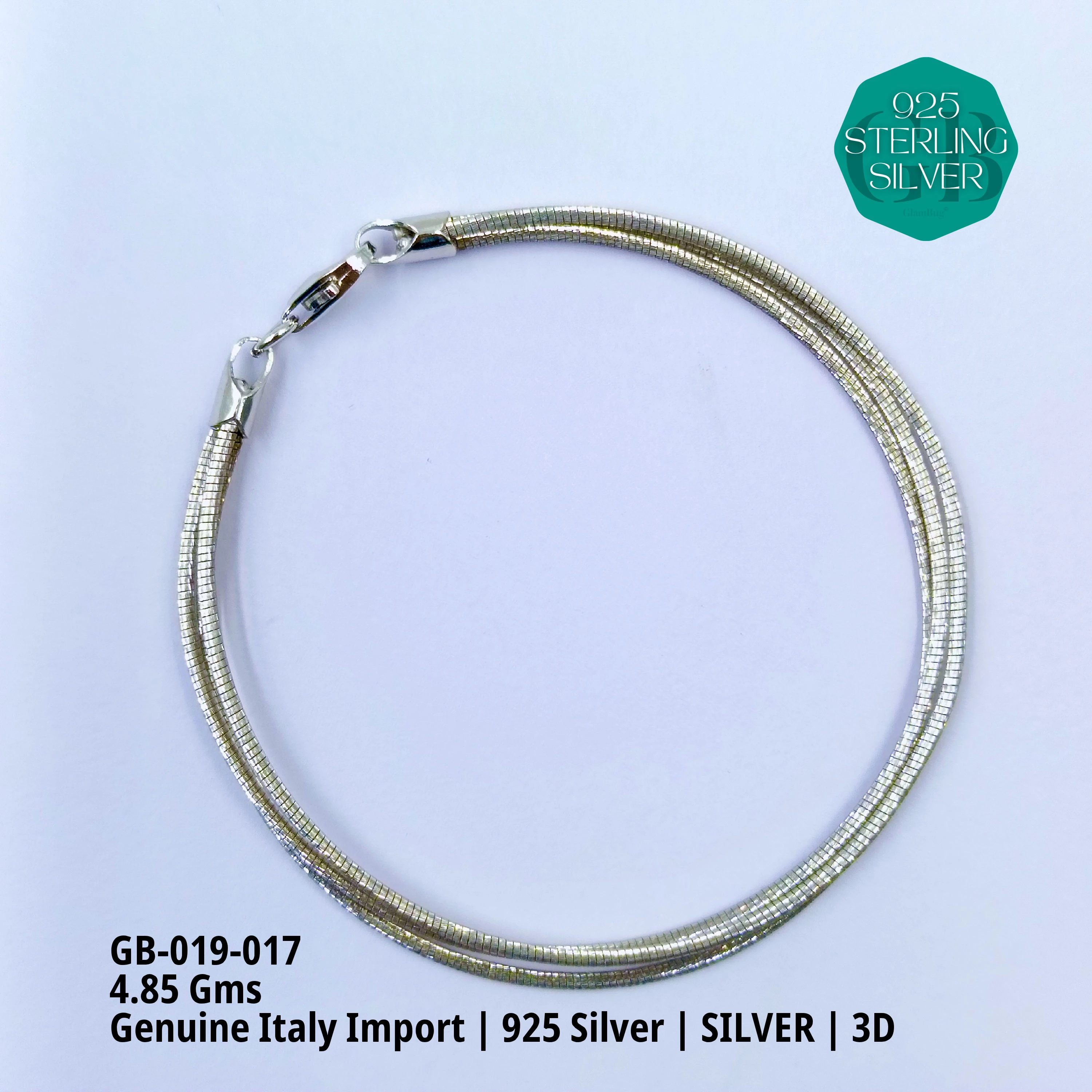 ITALY OMEGA BRACELETS - Premium 925 Silver Jewellery - SKU: GB-019-017 - Hyderabad Silver Importers