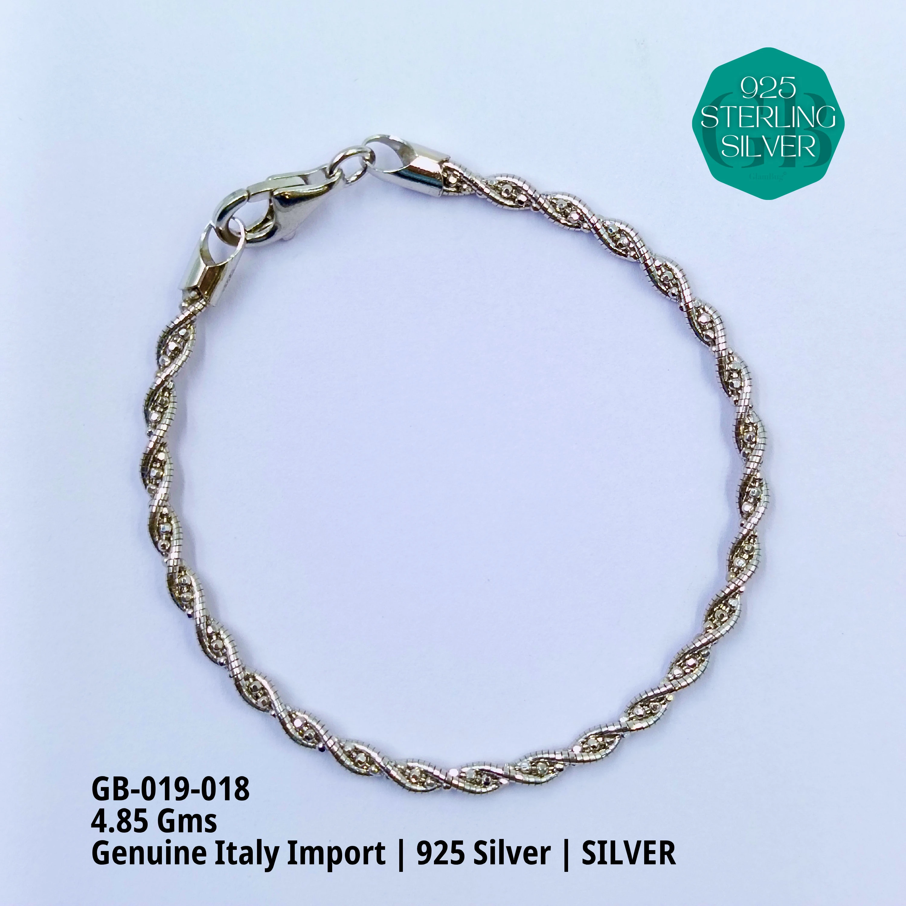 ITALY OMEGA BRACELETS - Premium 925 Silver Jewellery - SKU: GB-019-018 - Hyderabad Silver Importers