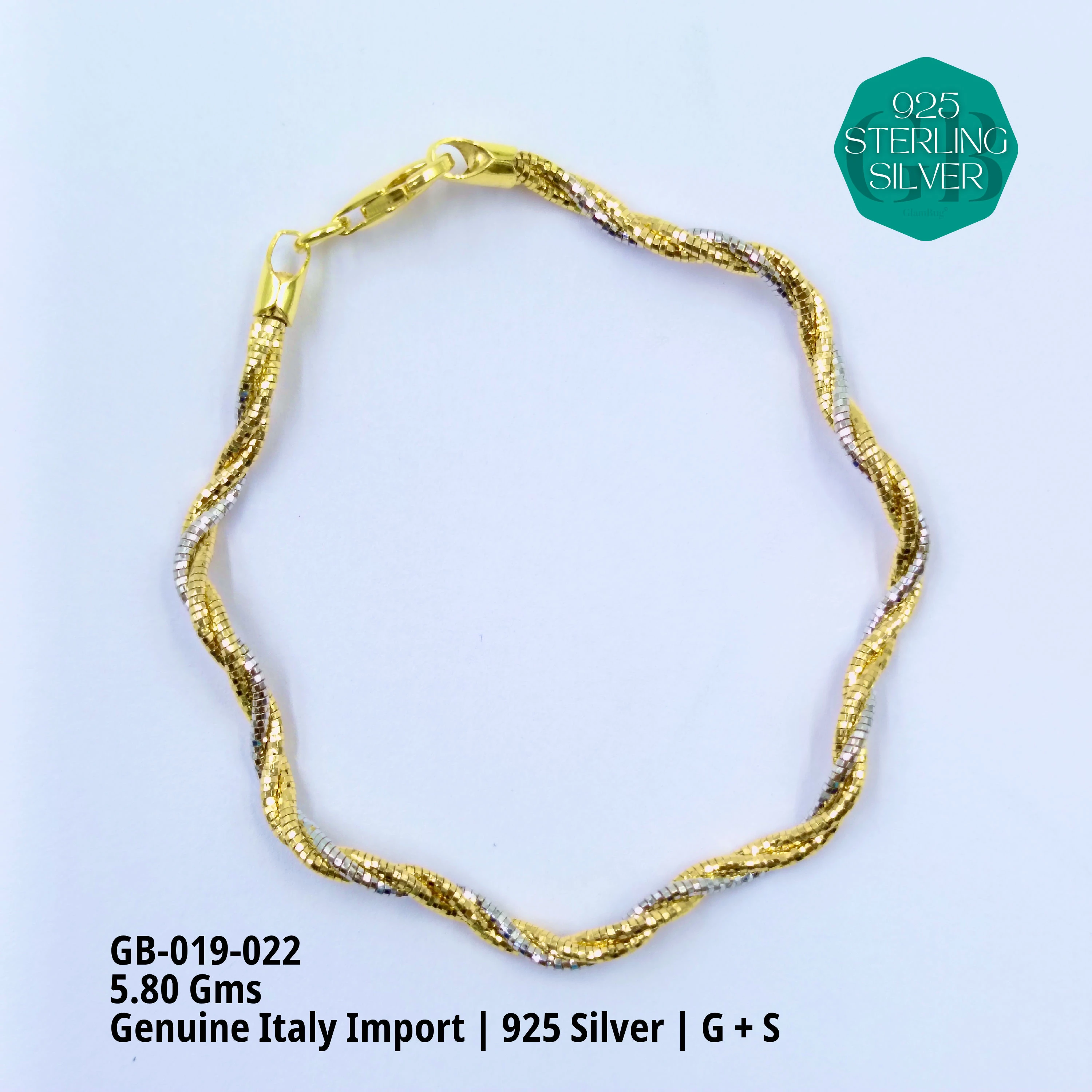 ITALY OMEGA BRACELETS - Premium 925 Silver Jewellery - SKU: GB-019-022 - Hyderabad Silver Importers