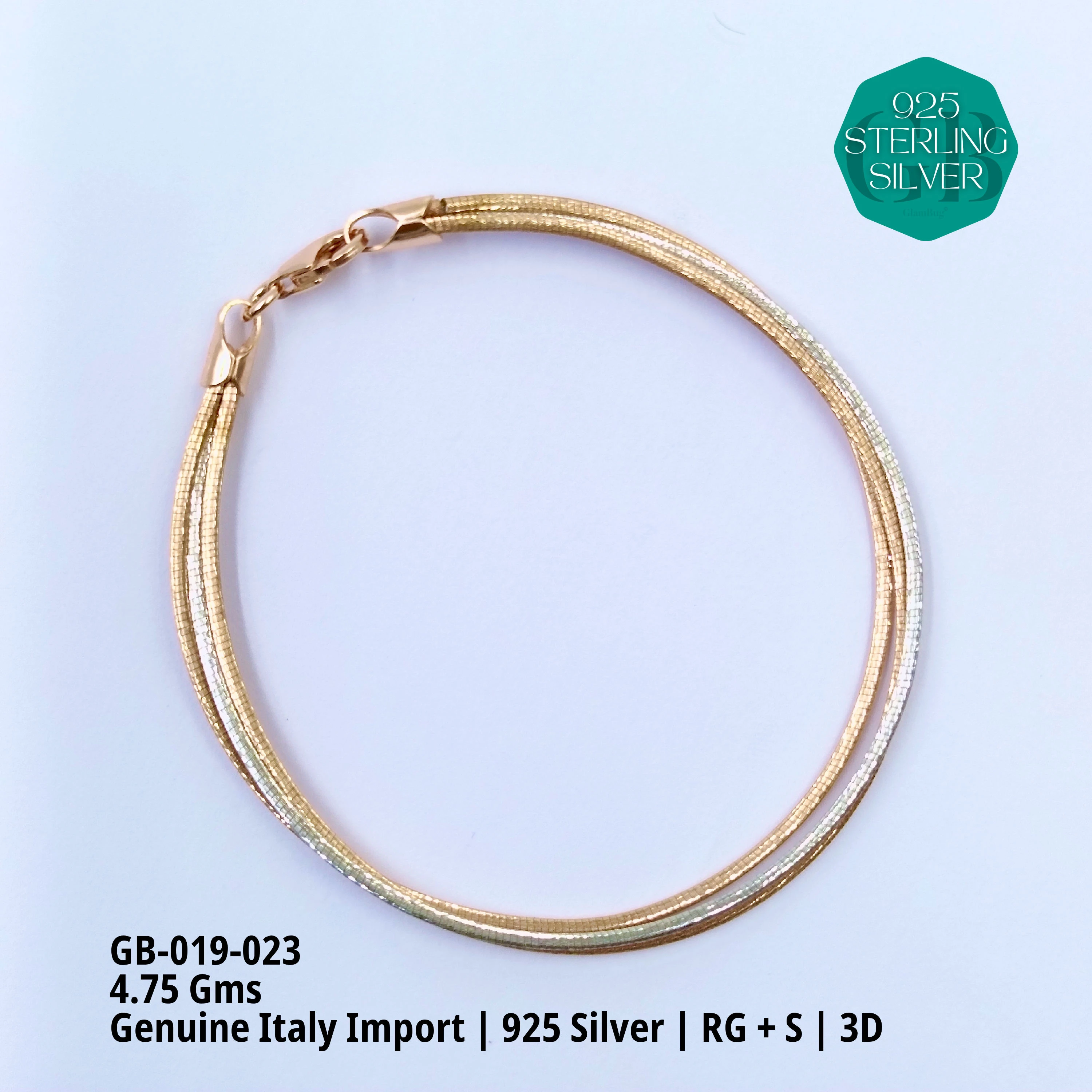 ITALY OMEGA BRACELETS - Premium 925 Silver Jewellery - SKU: GB-019-023 - Hyderabad Silver Importers