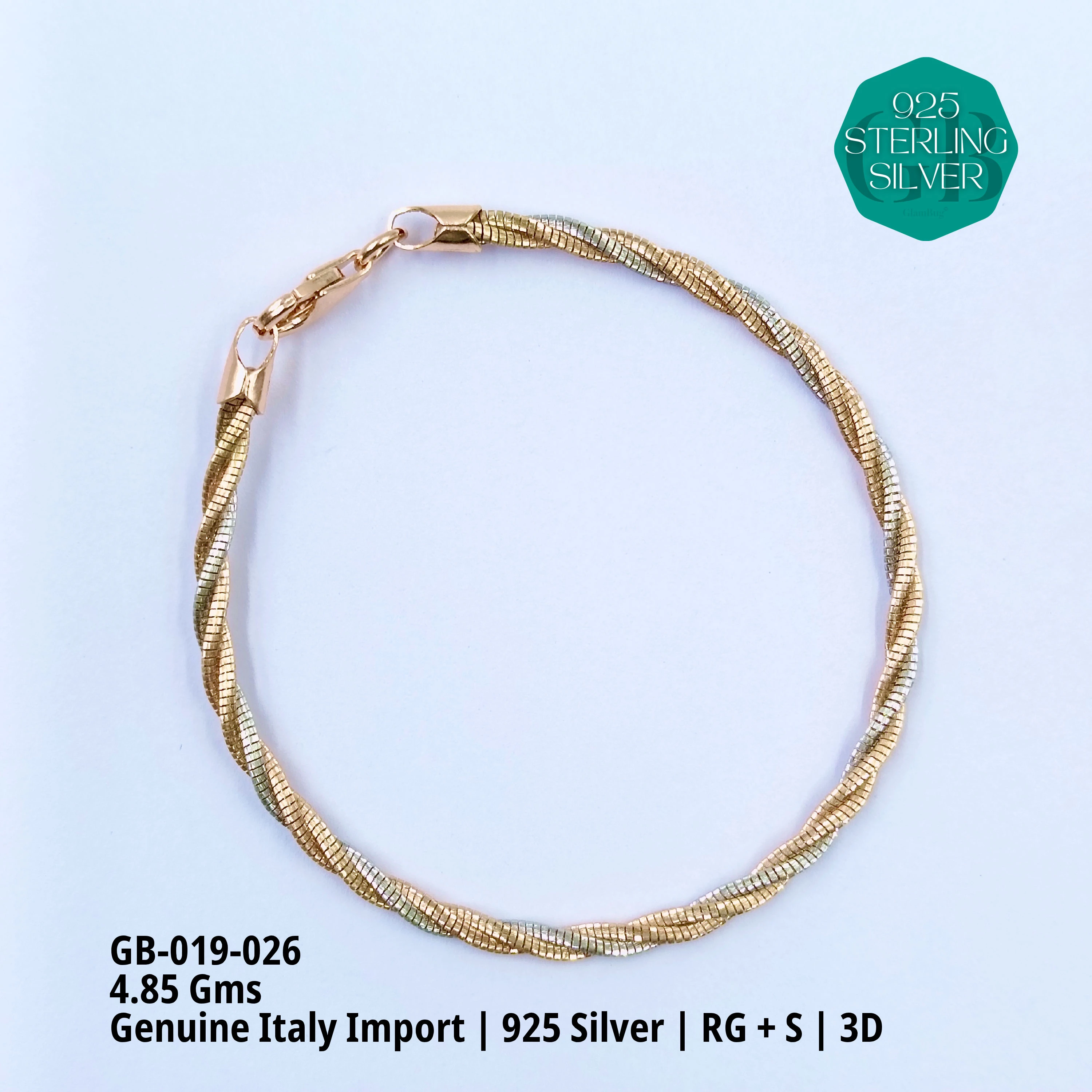 ITALY OMEGA BRACELETS - Premium 925 Silver Jewellery - SKU: GB-019-026 - Hyderabad Silver Importers