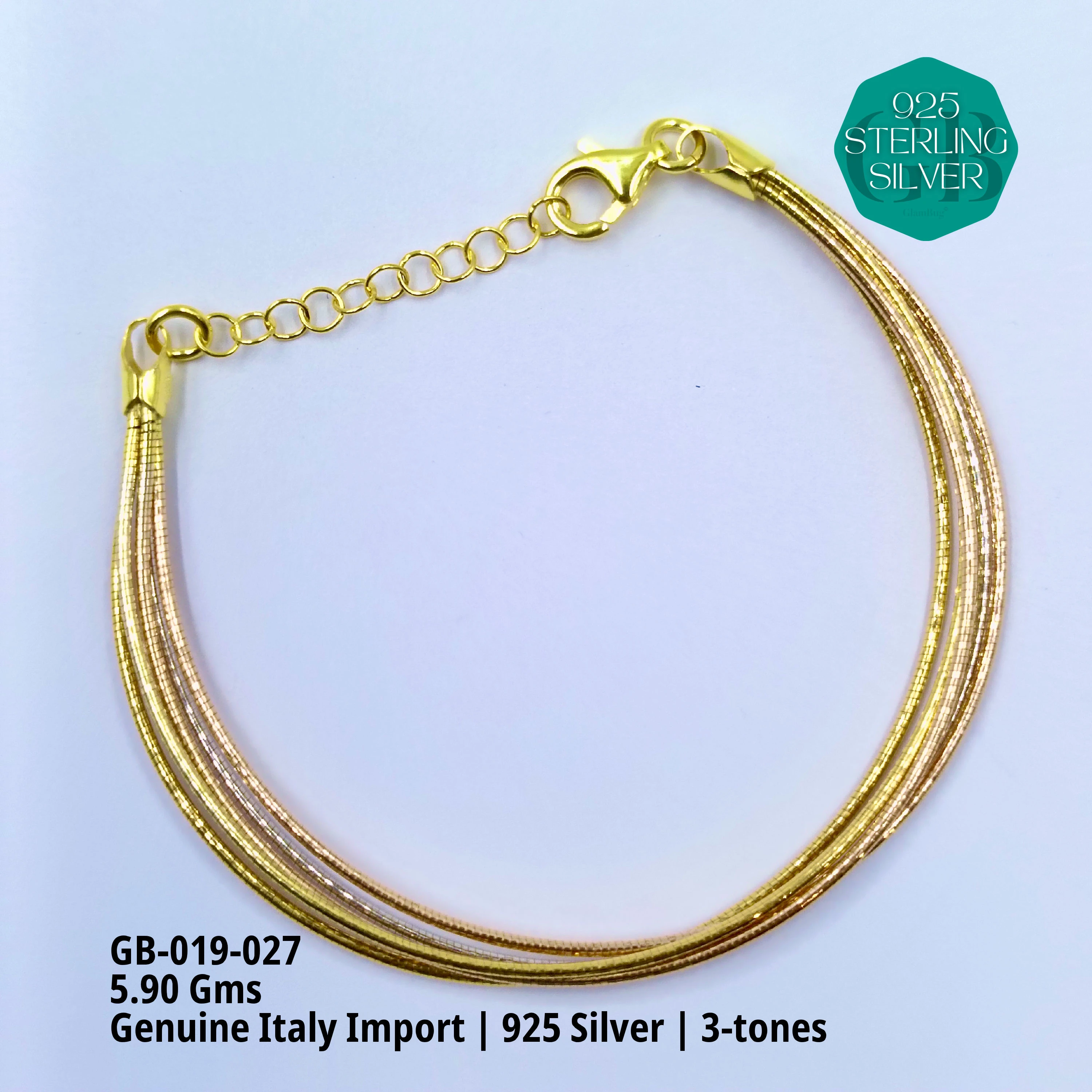 ITALY OMEGA BRACELETS - Premium 925 Silver Jewellery - SKU: GB-019-027 - Hyderabad Silver Importers