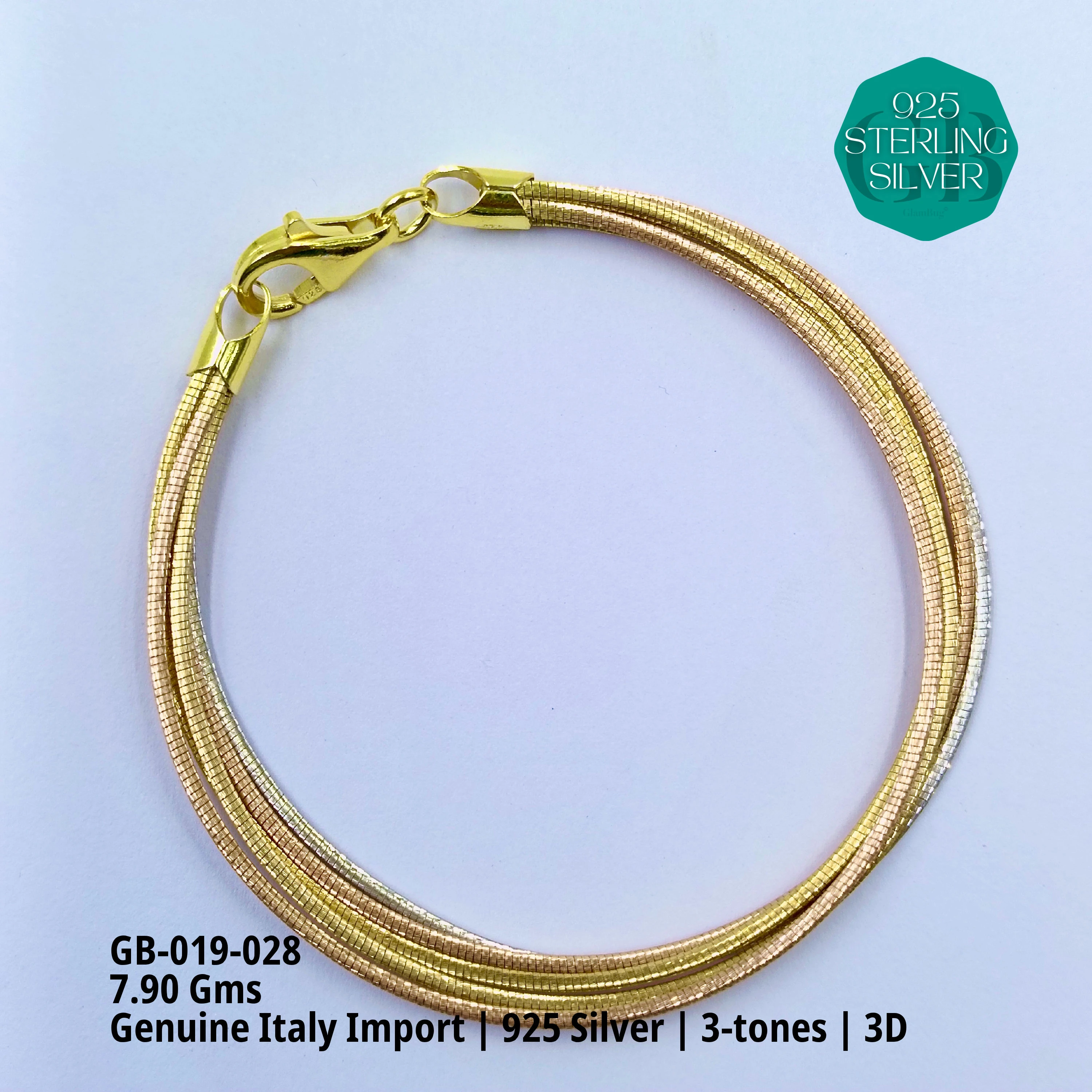 ITALY OMEGA BRACELETS - Premium 925 Silver Jewellery - SKU: GB-019-028 - Hyderabad Silver Importers