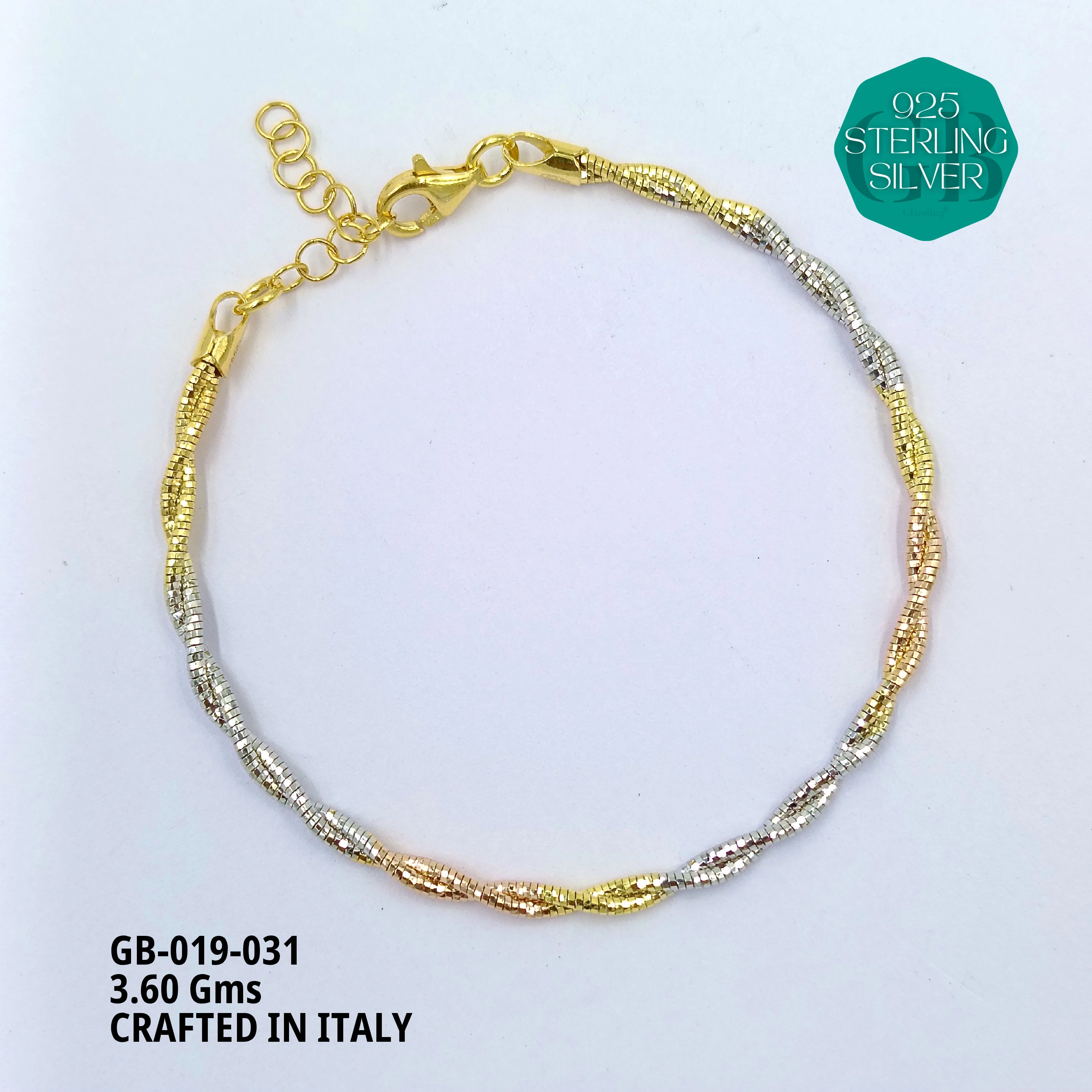 ITALY OMEGA BRACELETS - Premium 925 Silver Jewellery - SKU: GB-019-031 - Hyderabad Silver Importers