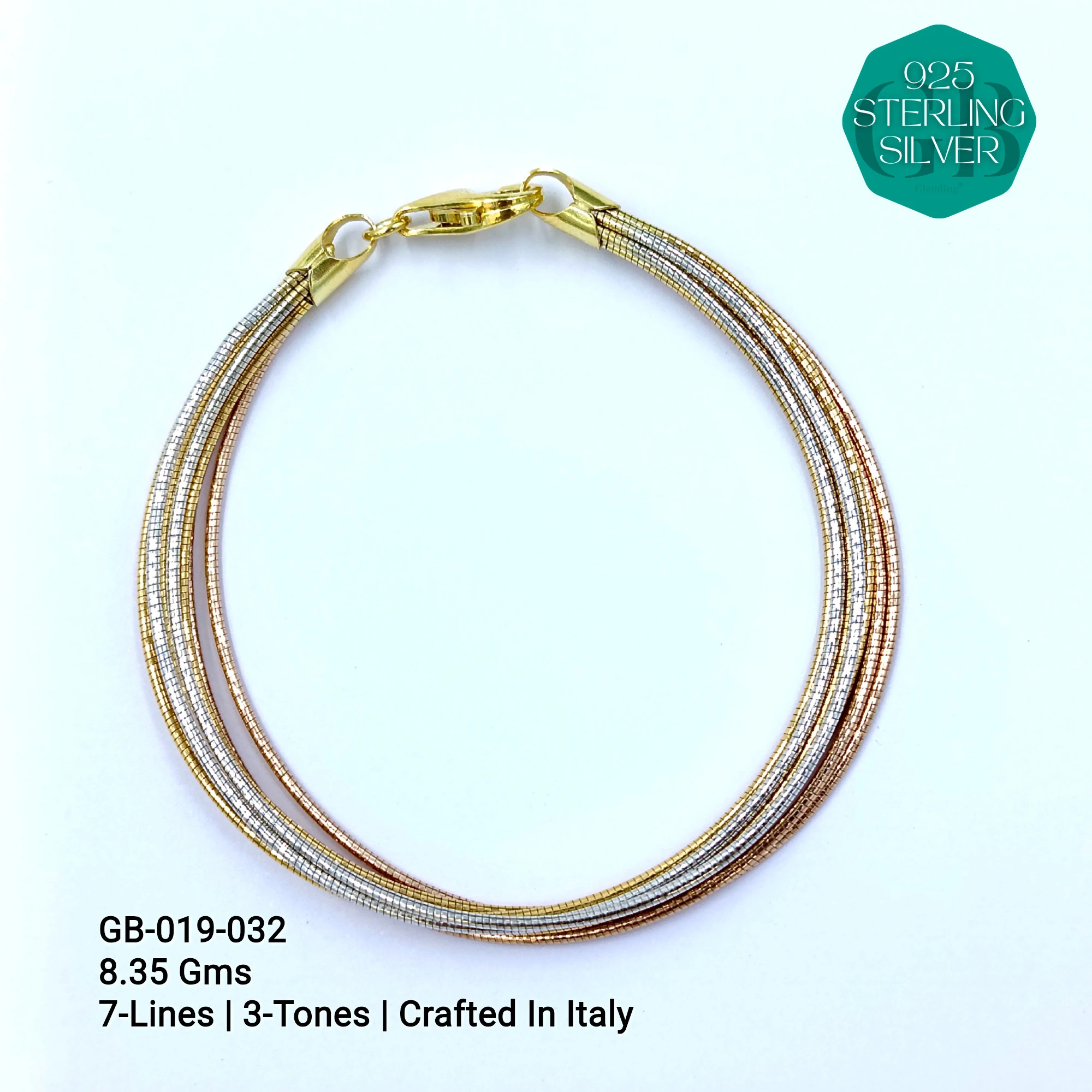 ITALY OMEGA BRACELETS - Premium 925 Silver Jewellery - SKU: GB-019-032 - Hyderabad Silver Importers