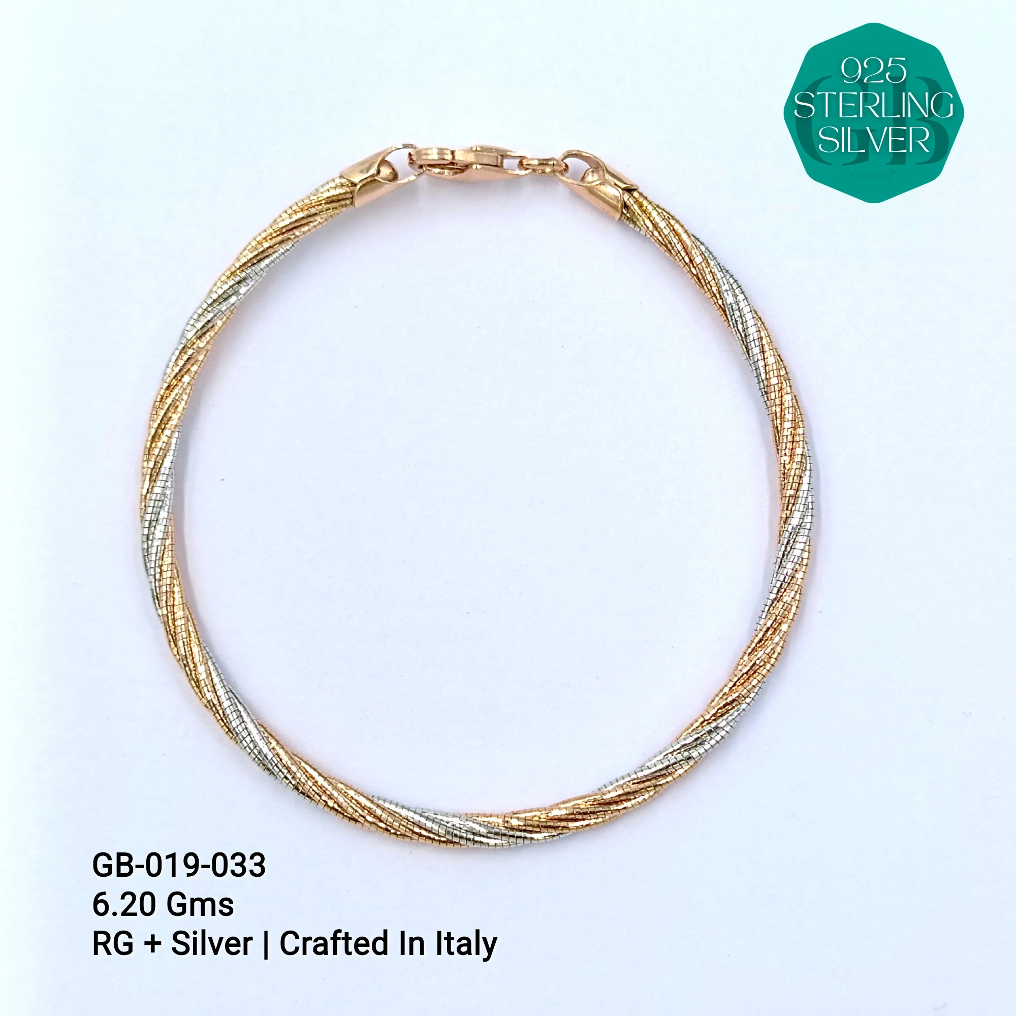 ITALY OMEGA BRACELETS - Premium 925 Silver Jewellery - SKU: GB-019-033 - Hyderabad Silver Importers