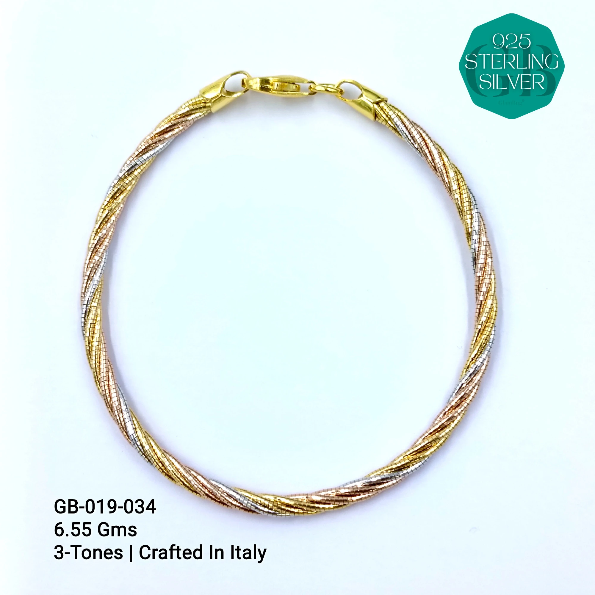 ITALY OMEGA BRACELETS - Premium 925 Silver Jewellery - SKU: GB-019-034 - Hyderabad Silver Importers