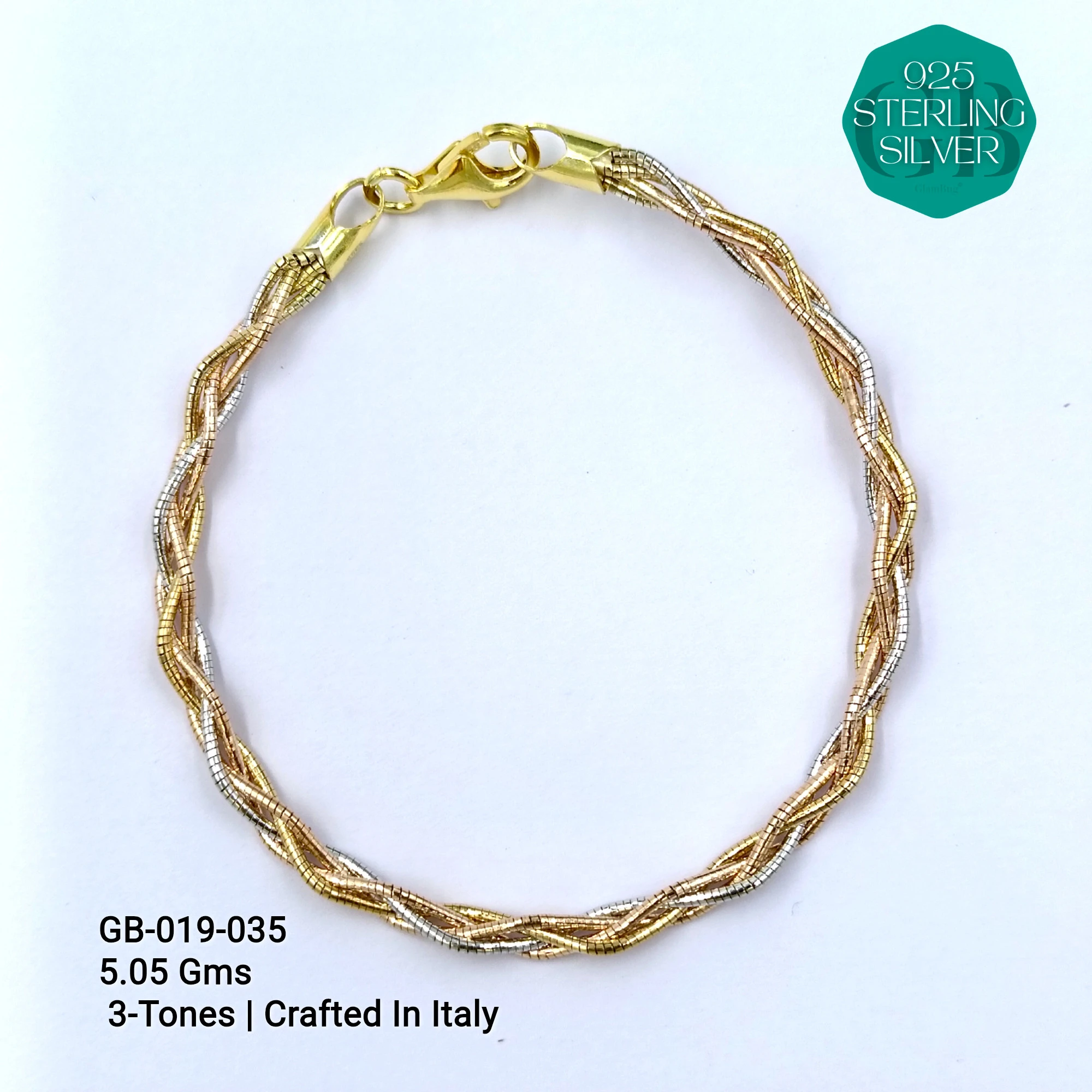ITALY OMEGA BRACELETS - Premium 925 Silver Jewellery - SKU: GB-019-035 - Hyderabad Silver Importers