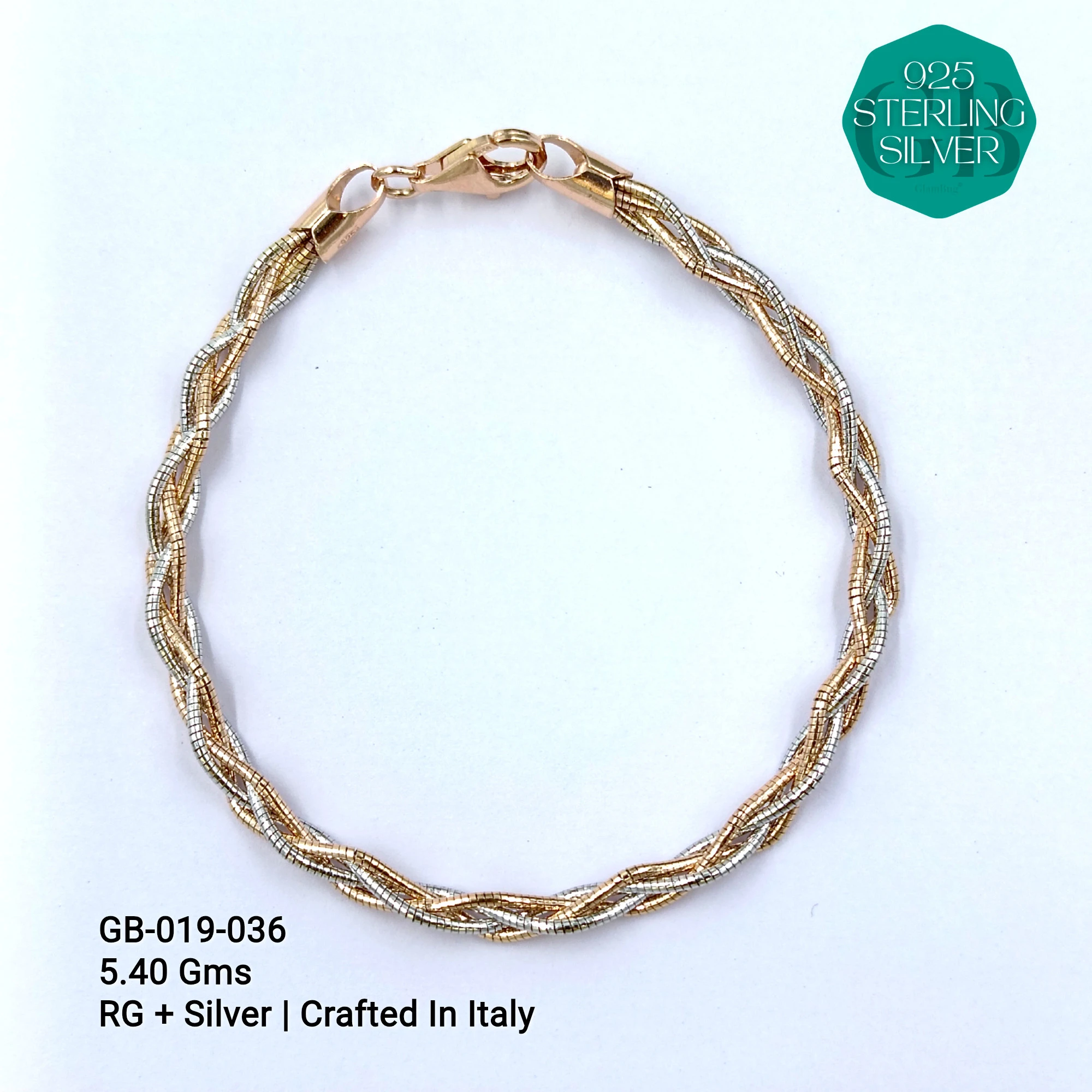 ITALY OMEGA BRACELETS - Premium 925 Silver Jewellery - SKU: GB-019-036 - Hyderabad Silver Importers