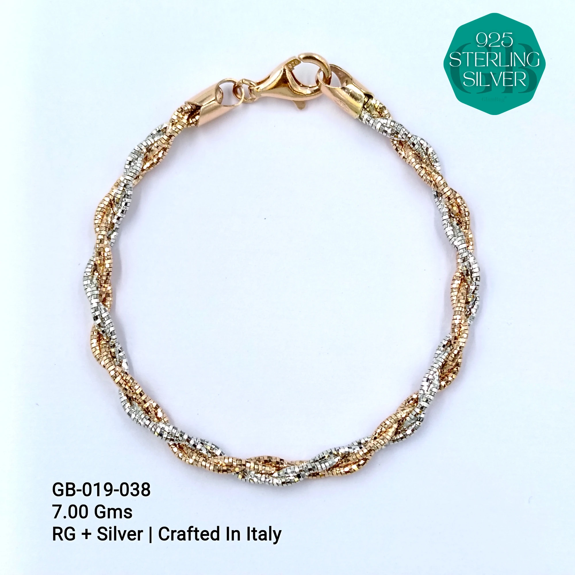 ITALY OMEGA BRACELETS - Premium 925 Silver Jewellery - SKU: GB-019-038 - Hyderabad Silver Importers