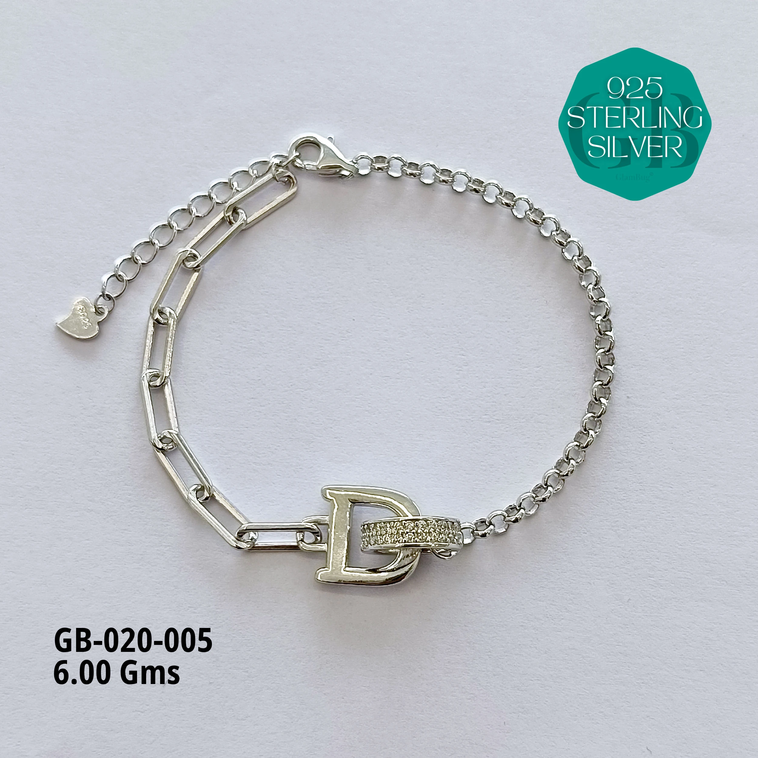CZ FANCY BRACELETS - 6gms - Premium 925 Silver Jewellery - SKU: GB-020-005 - Hyderabad Silver Importers