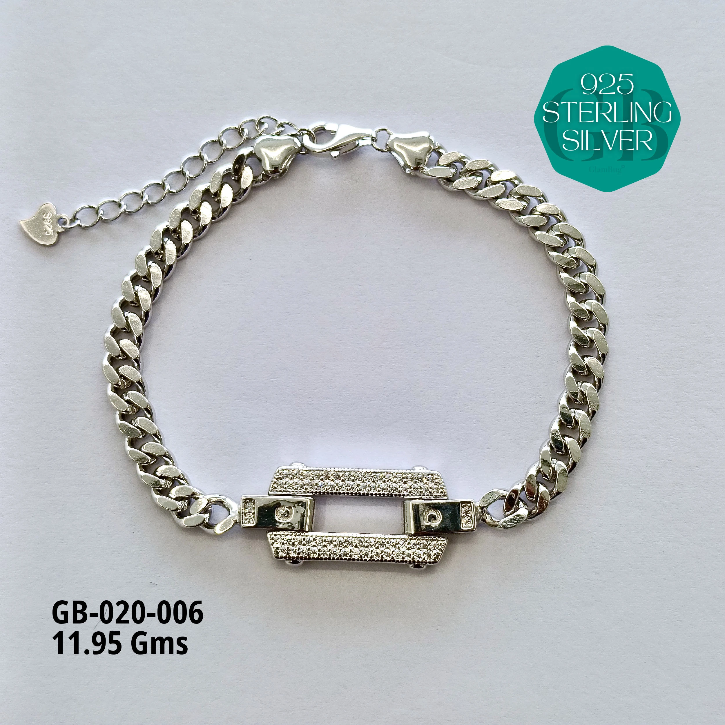 CZ FANCY BRACELETS - 6gms - Premium 925 Silver Jewellery - SKU: GB-020-006 - Hyderabad Silver Importers
