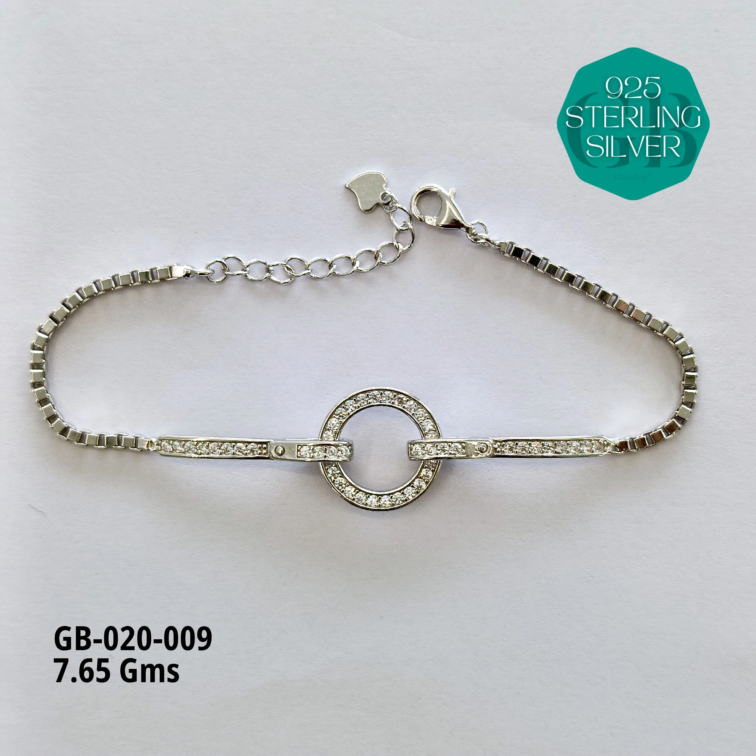 CZ FANCY BRACELETS - 6gms - Premium 925 Silver Jewellery - SKU: GB-020-009 - Hyderabad Silver Importers