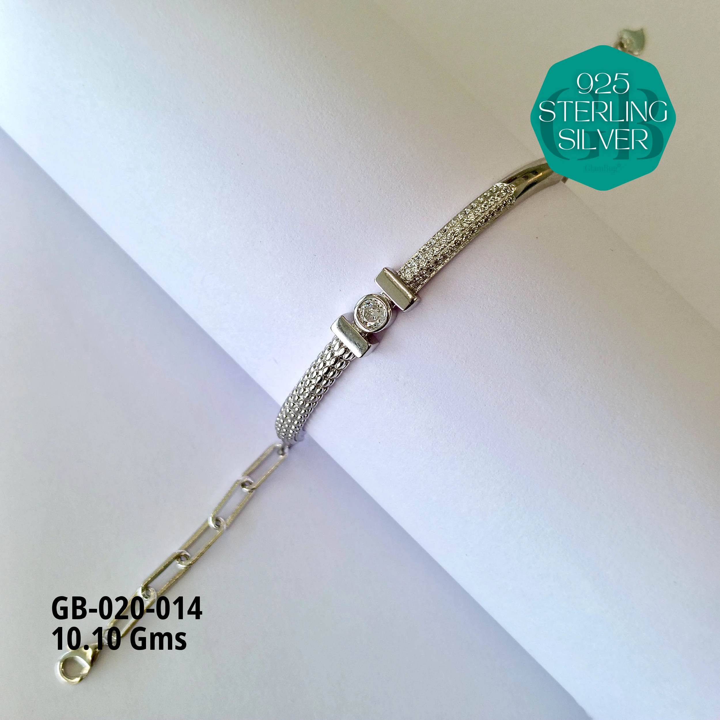 CZ FANCY BRACELETS - 6gms - Premium 925 Silver Jewellery - SKU: GB-020-014 - Hyderabad Silver Importers